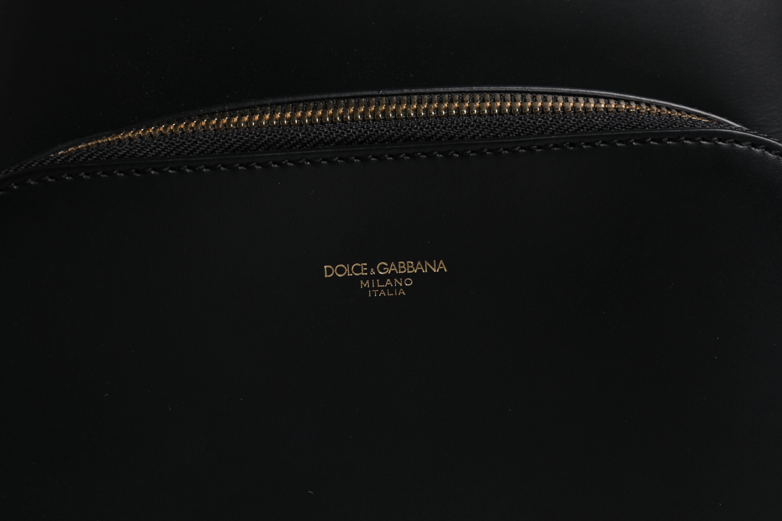 Black DG Leather Logo Print Travel Back Pack Bag