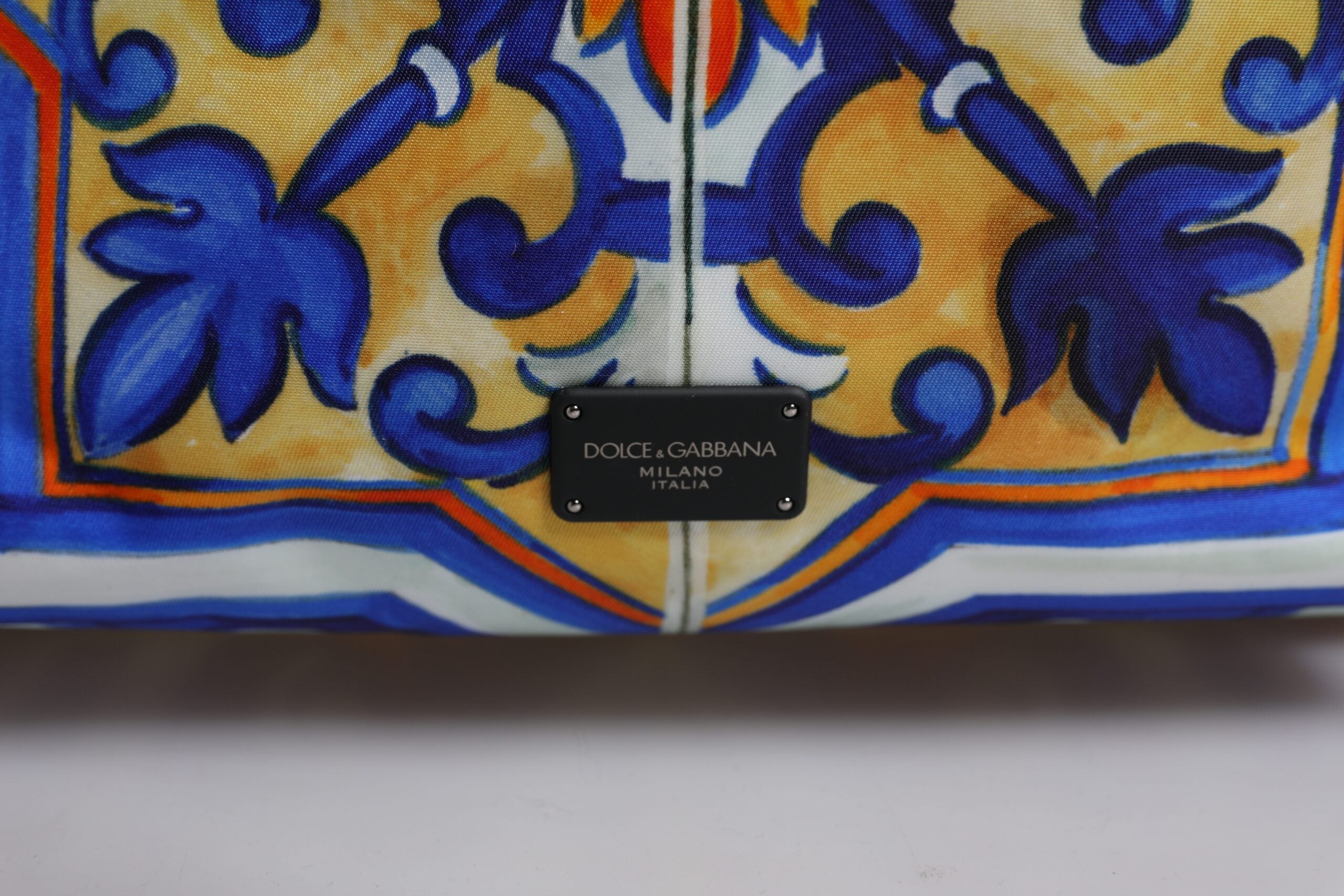 Multicolor Majolica Print Nylon Travel Backpack Bag