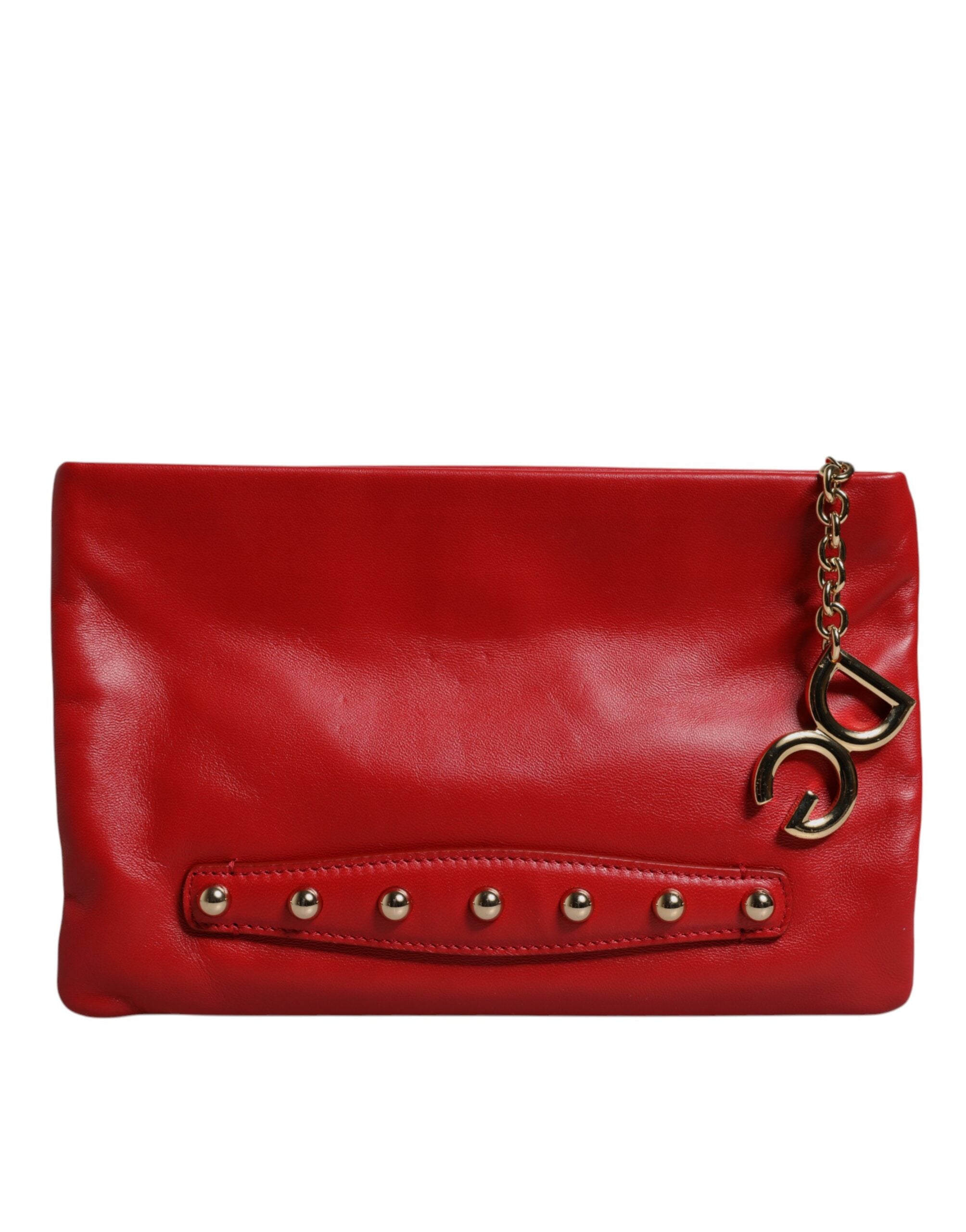 Red Revolutions Embellished Leather Clutch Bag