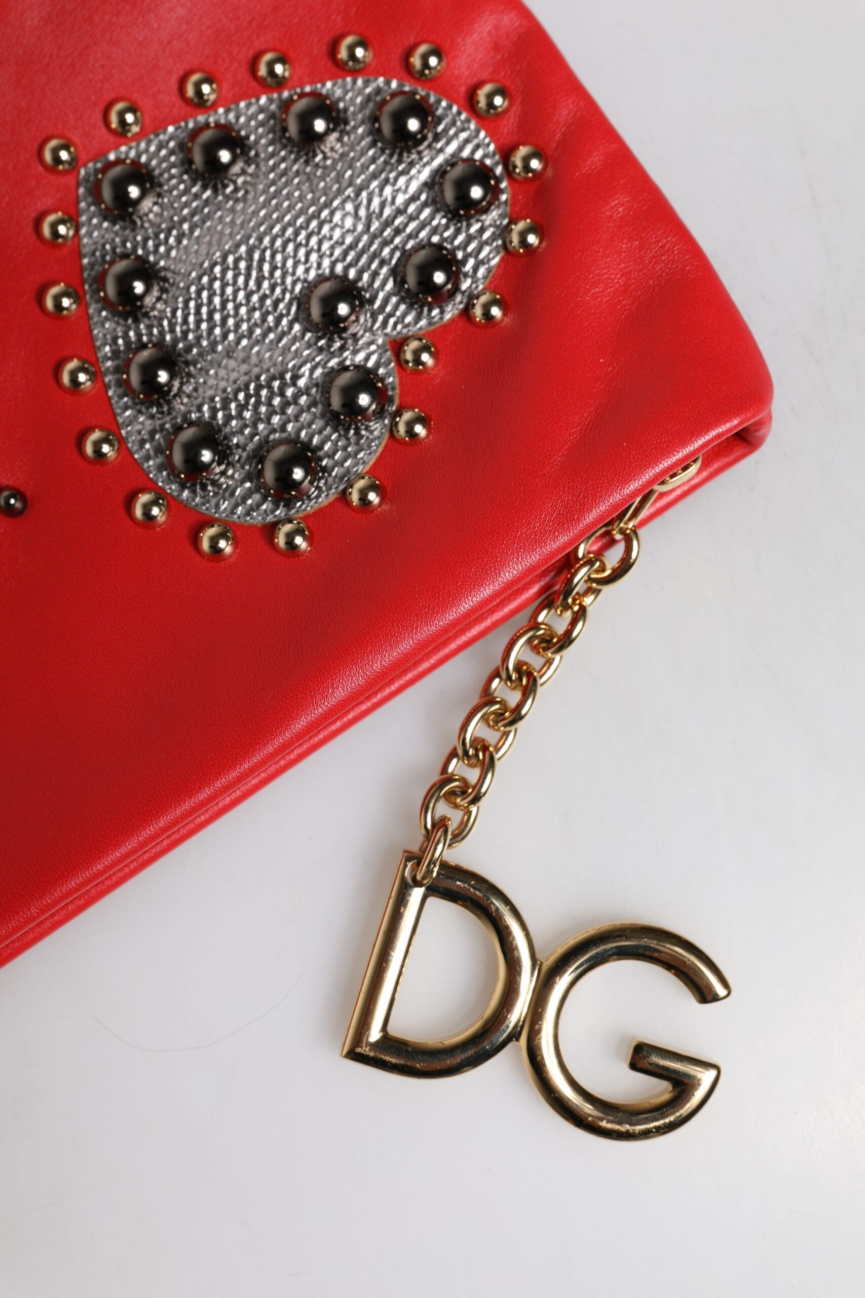 Red Revolutions Embellished Leather Clutch Bag
