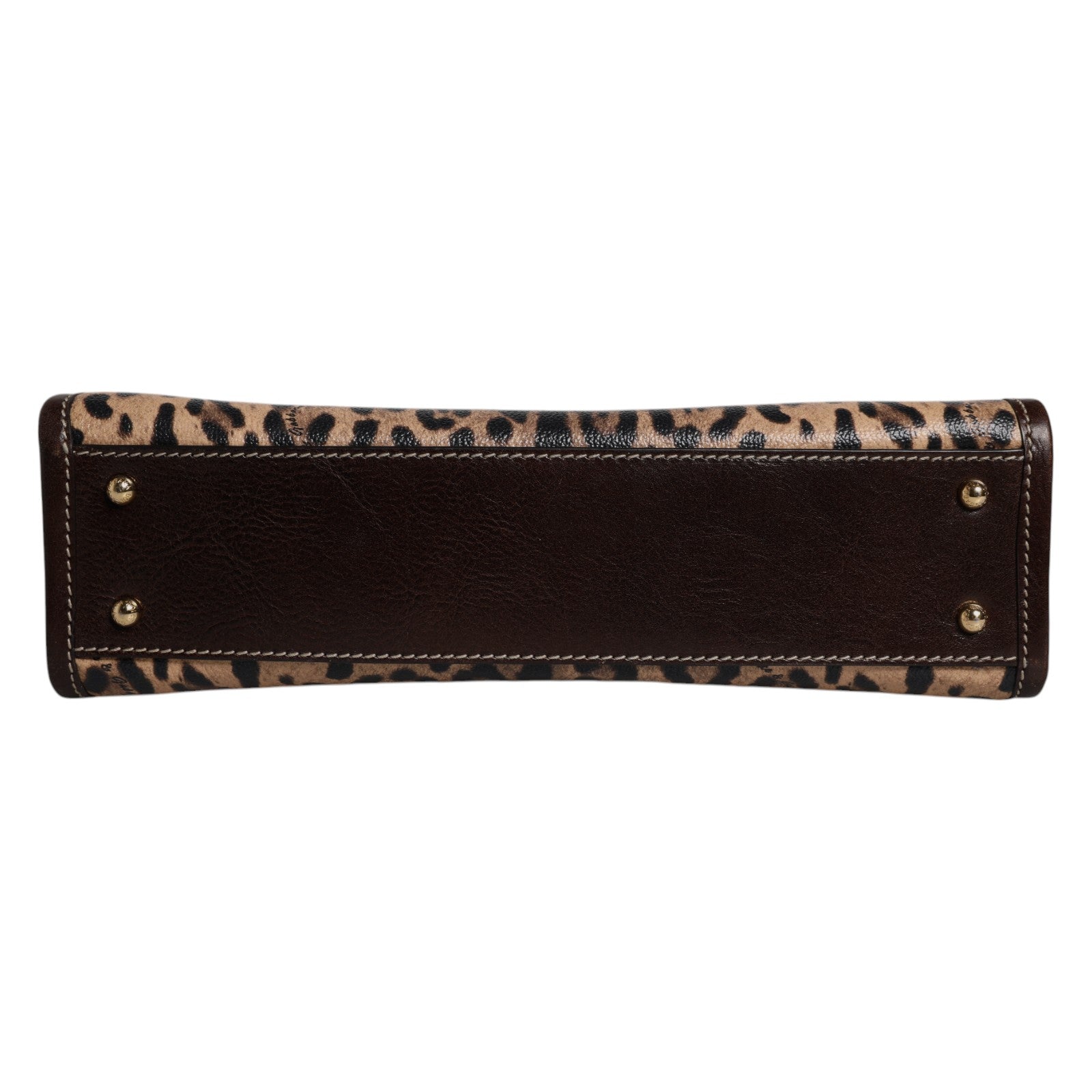 Brown Leopard Leather Shoulder Strap Tote Bag