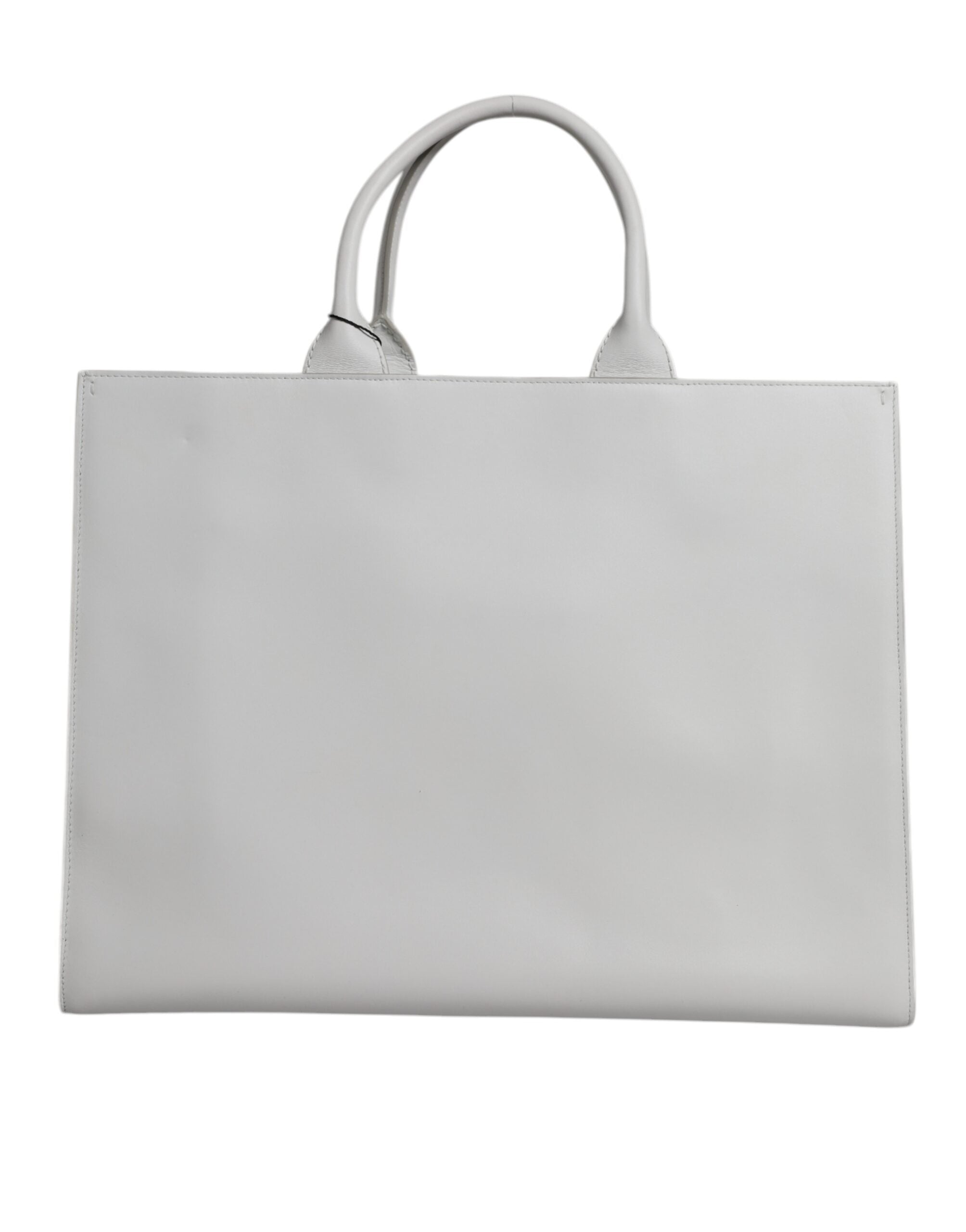 White Logo Print DG Daily Calfskin Shopping Tote Bag