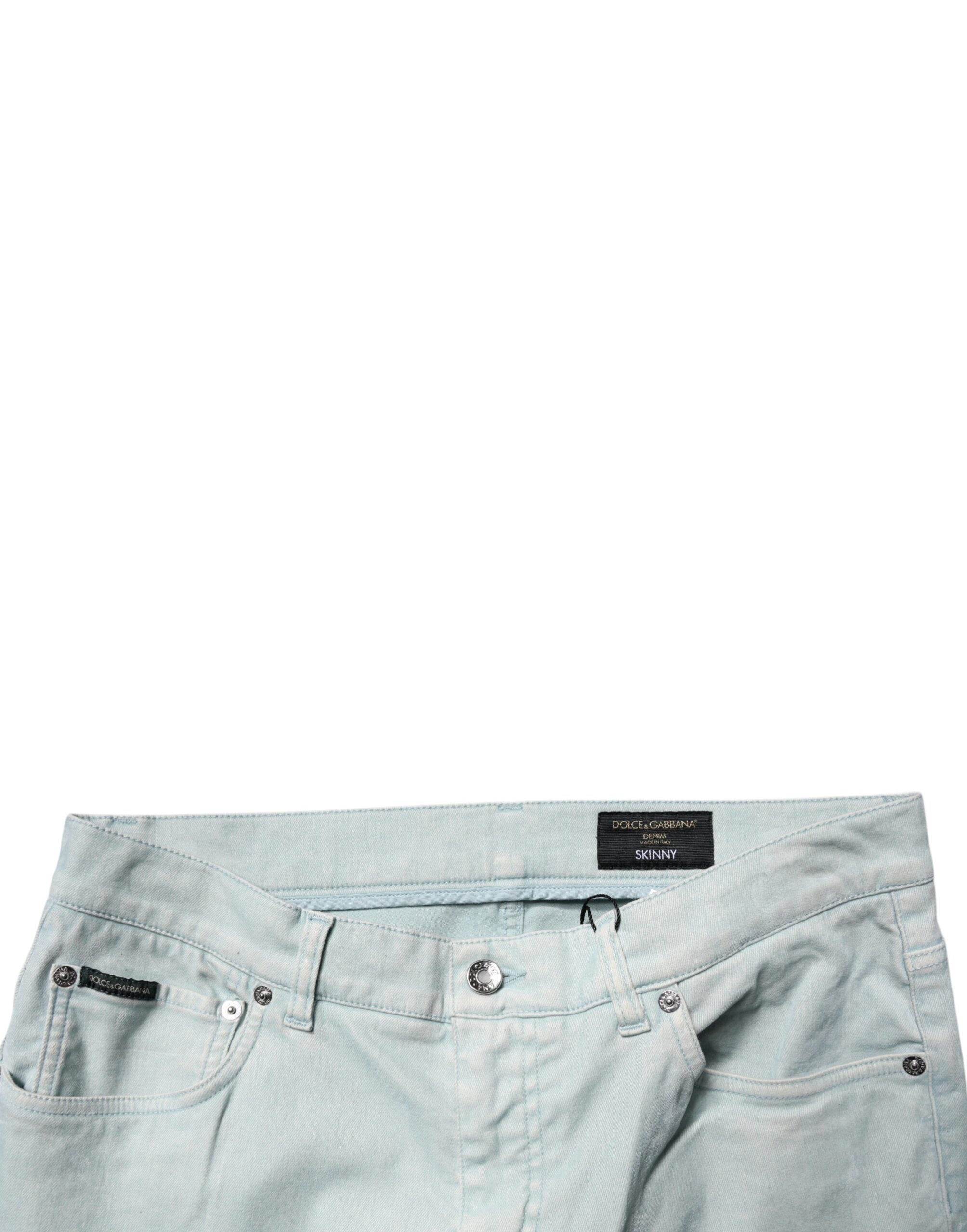 Light Blue Logo Plaque Skinny Men Denim Jeans
