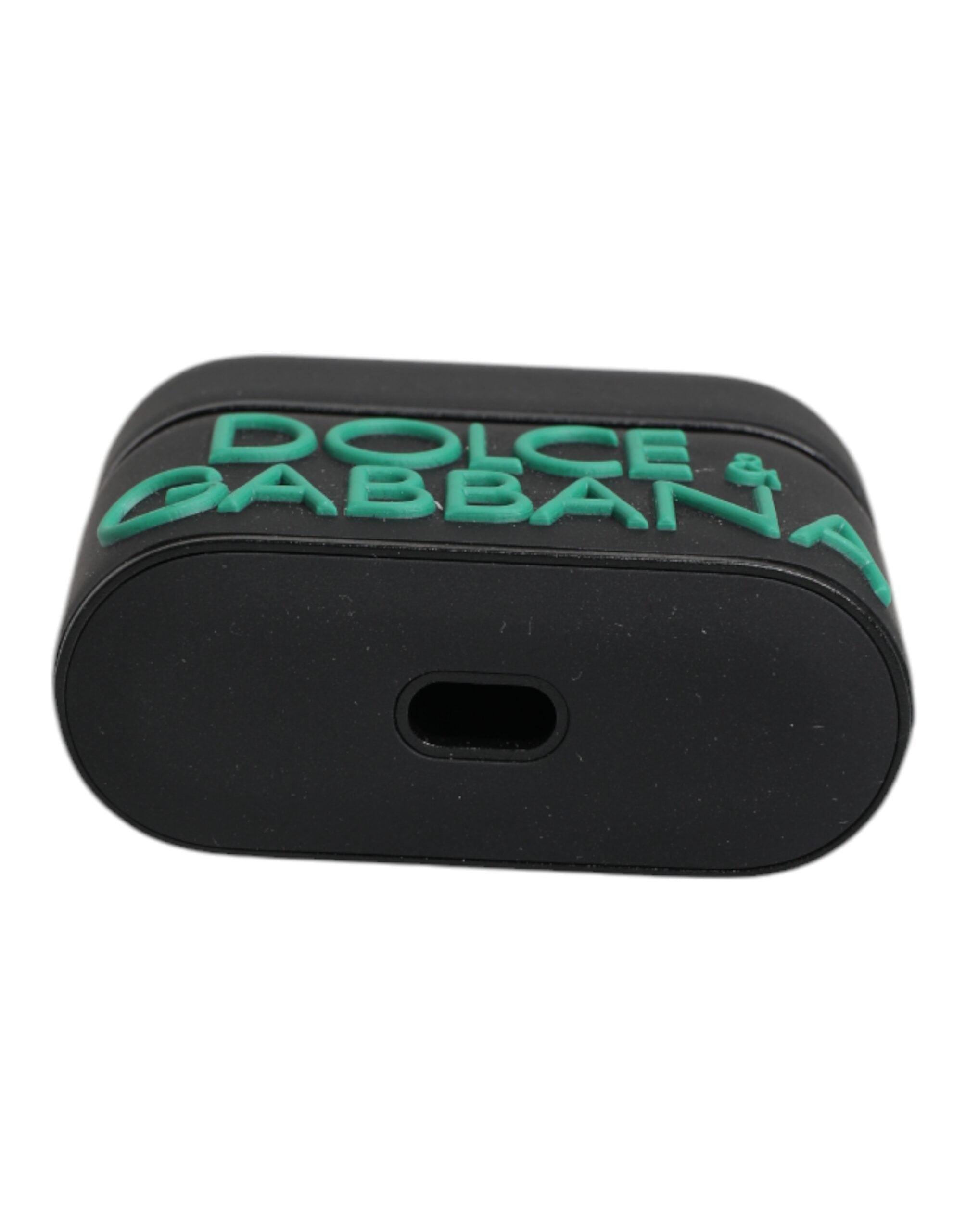 جراب Airpods من السيليكون الأسود والبرتقالي المنقوش بشعار دولتشي آند غابانا