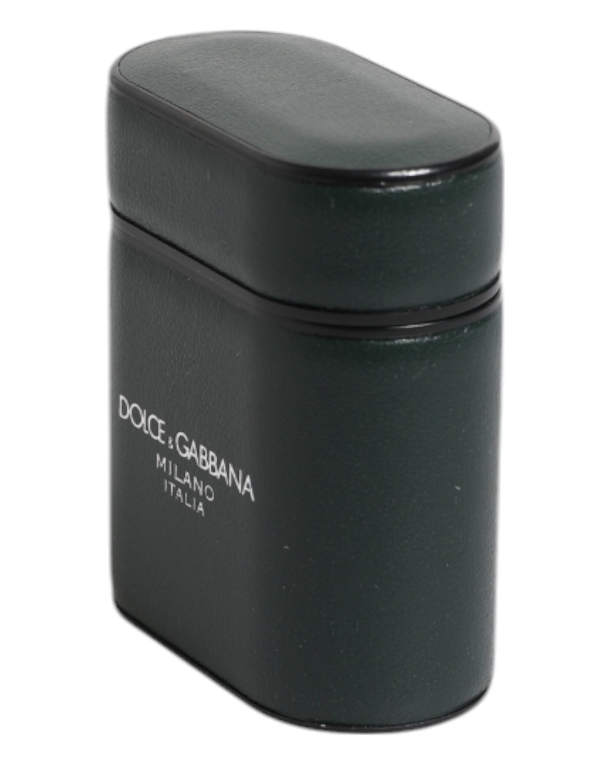 حافظة سماعات Airpods من دولتشي آند غابانا، مصنوعة من جلد العجل الأسود، بطبعة شعار دولتشي آند غابانا