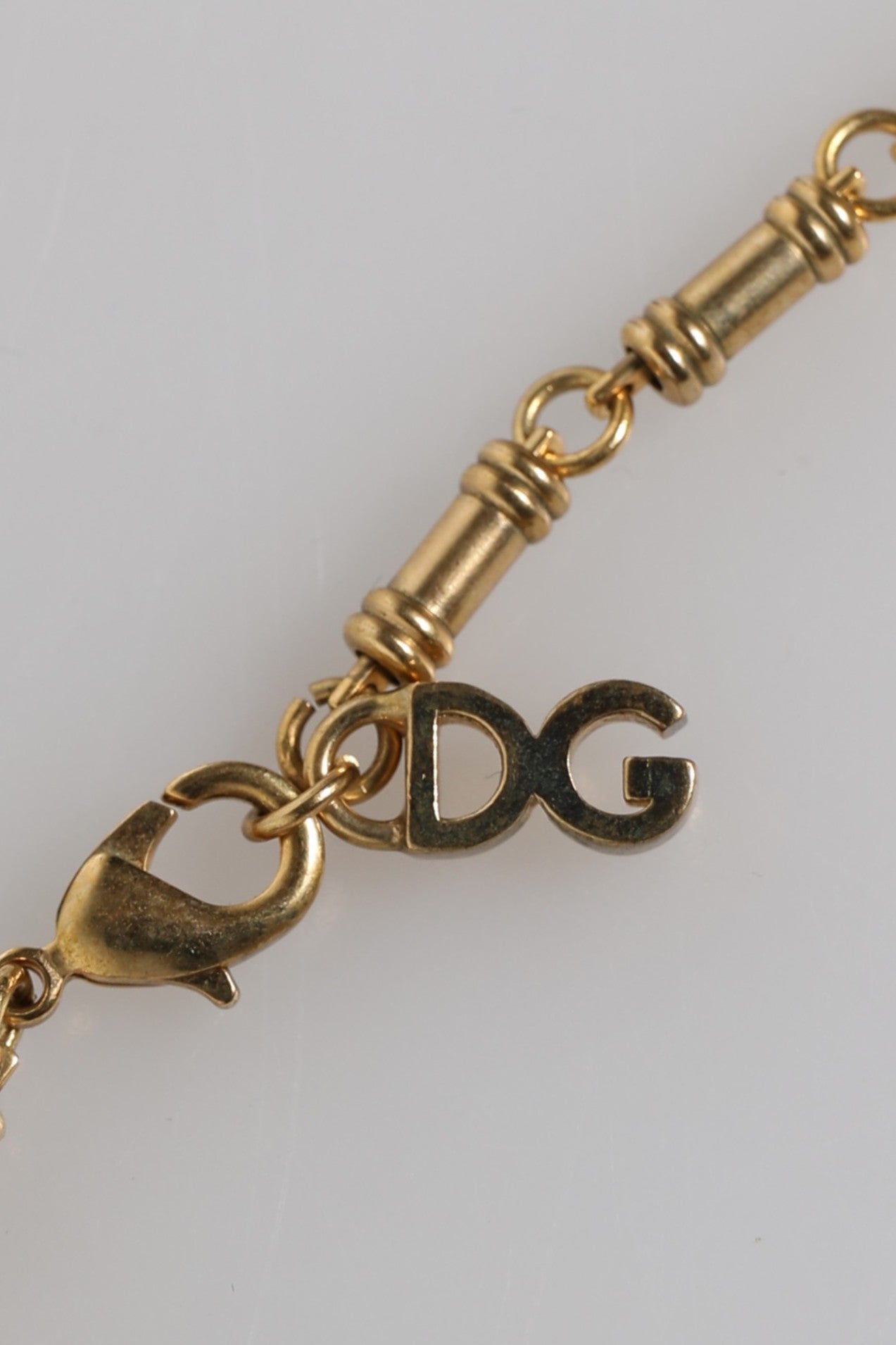 Gold Tone Chain Brass Crystal Crown Pendant Necklace