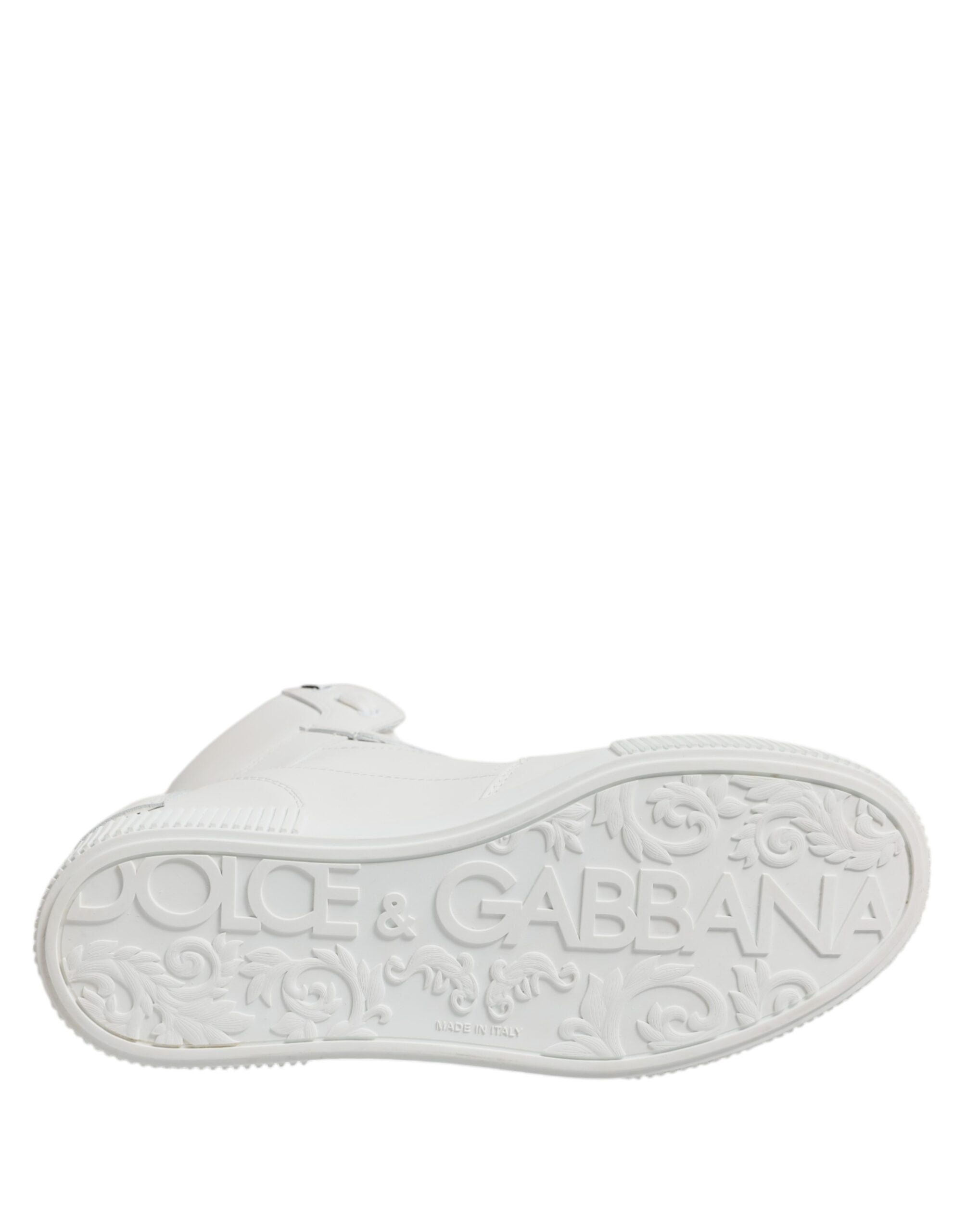 White Leather High Top Sneakers Shoes