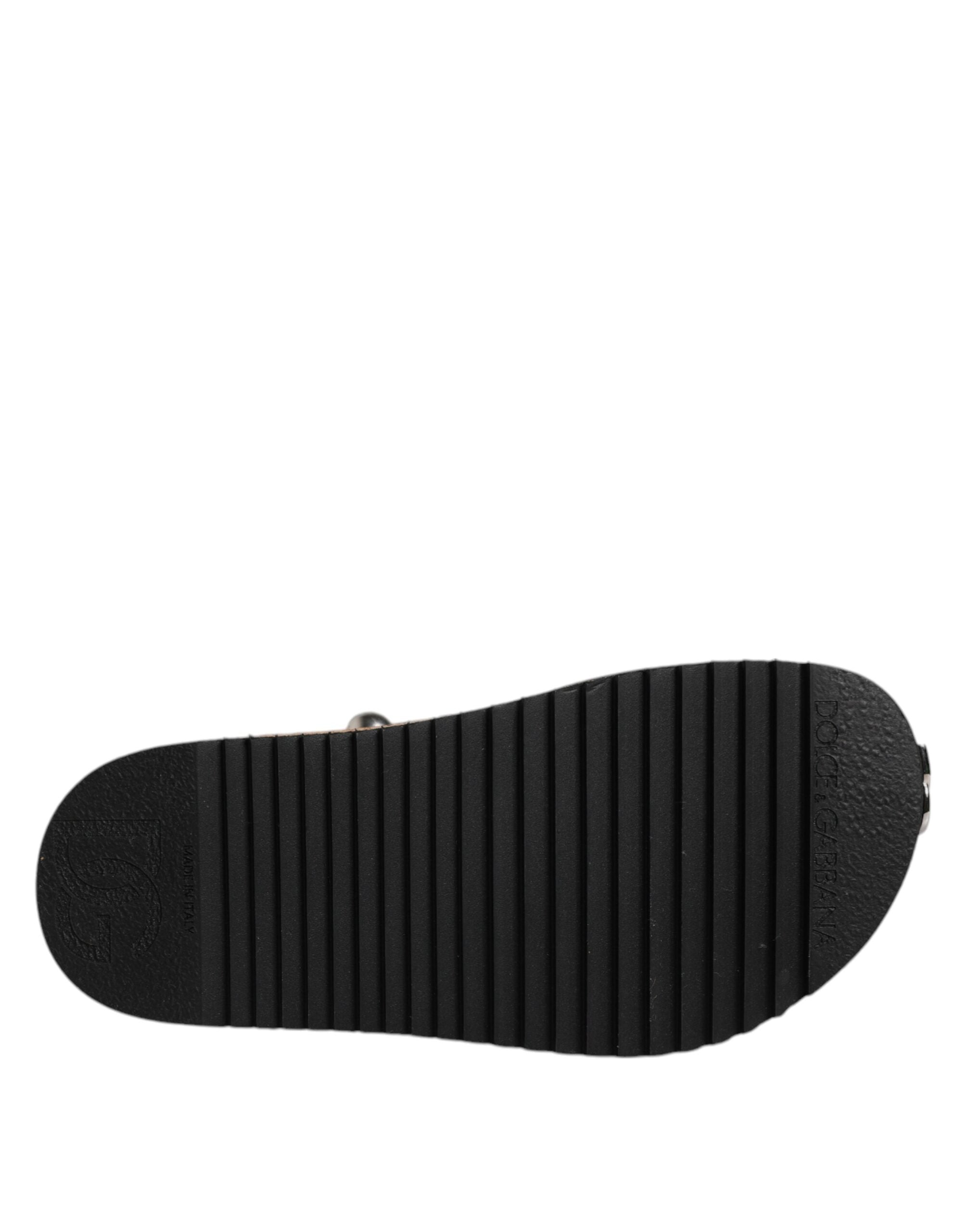 Black Crystal Embellish Strap Sandals Shoes