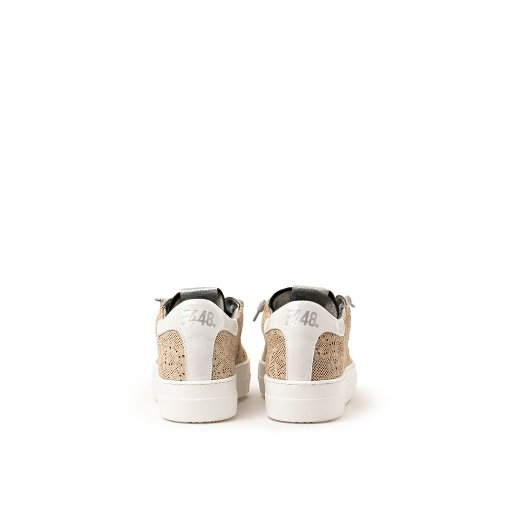 P448 Beige Leather Athletic Sneakers