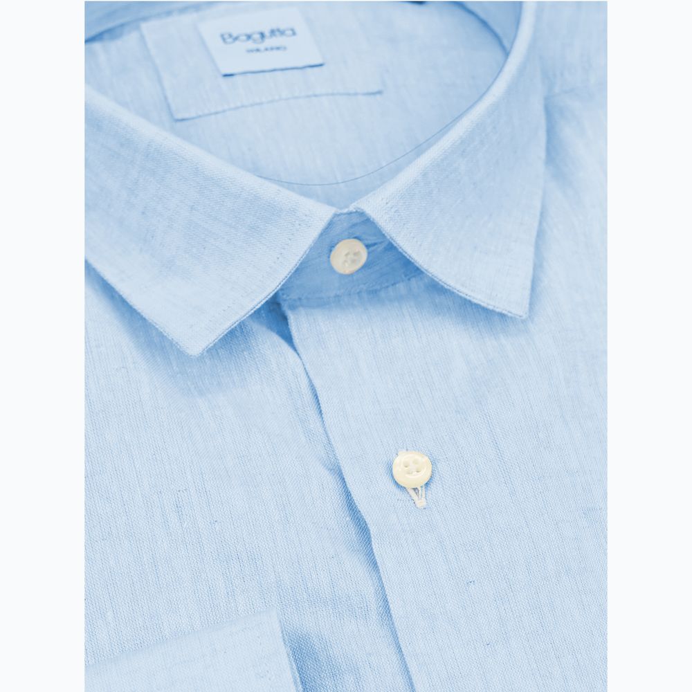 Light Blue Linen Men Shirt