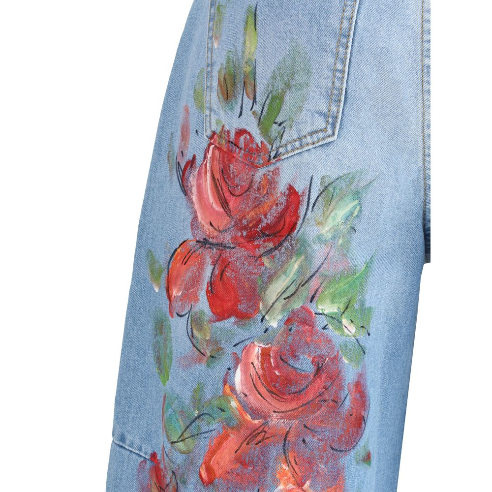 Floral-print Jeans