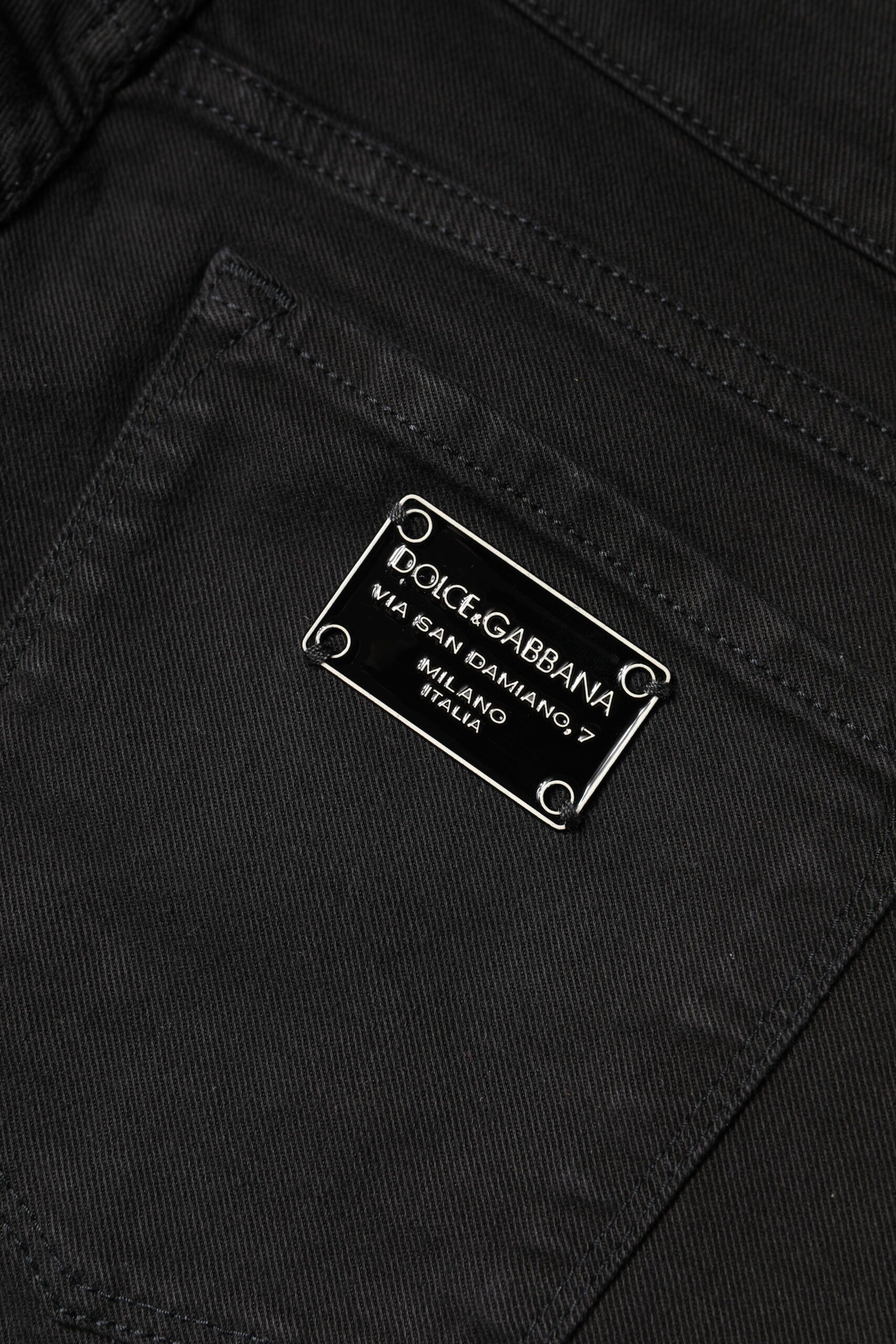 بنطلون جينز ضيق متوسط الخصر من دولتشي آند غابانا، أسود من القطن