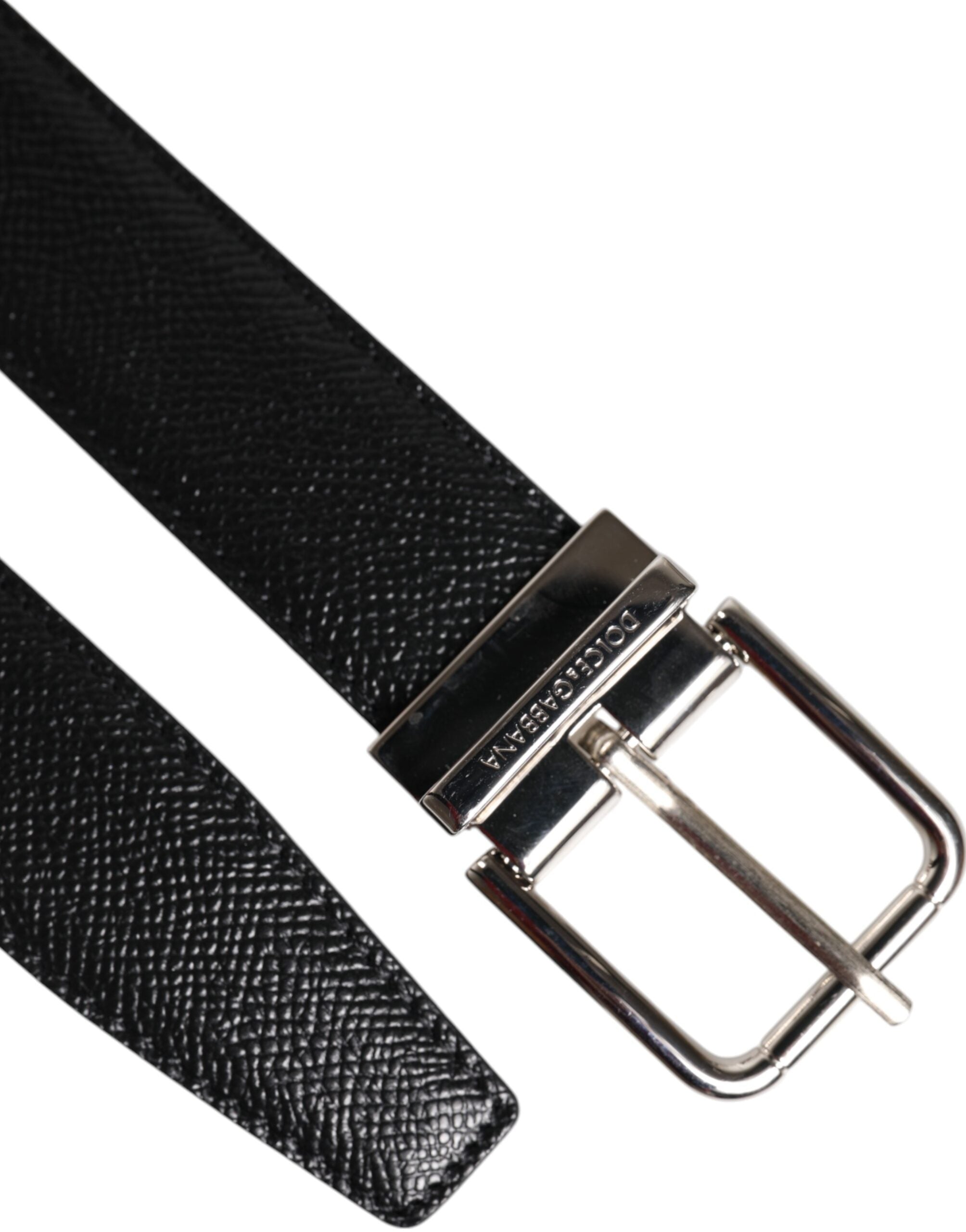 Black Leather Metal Buckle Classic Belt