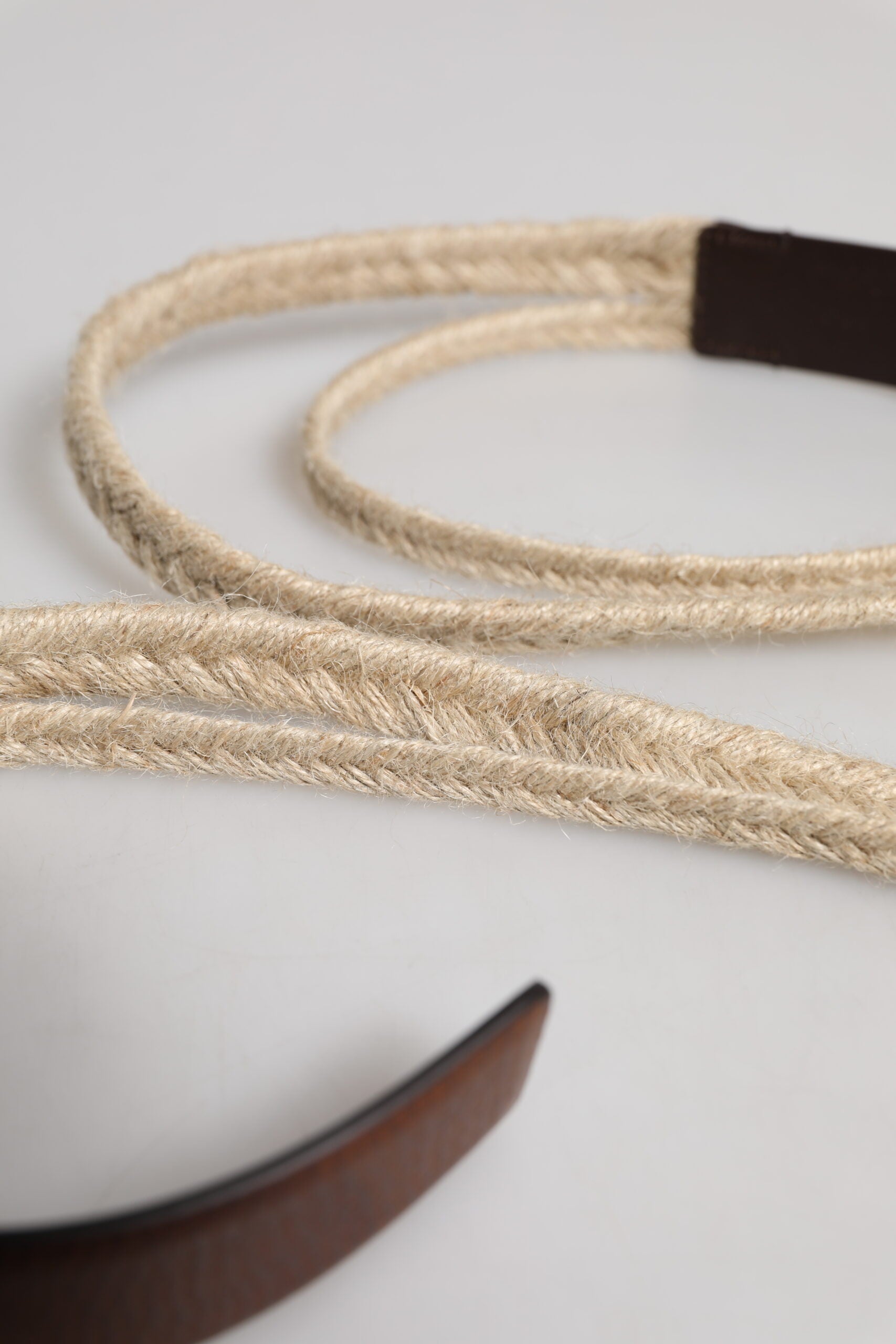 Dolce & Gabbana Brown Jute Leather Woven Metal Buckle Belt