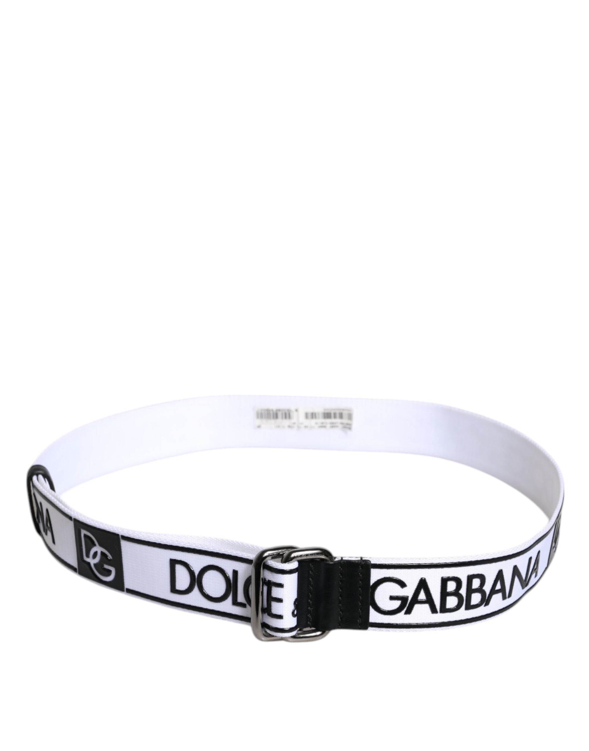 Black White Logo Printed Metal Buckle Belt