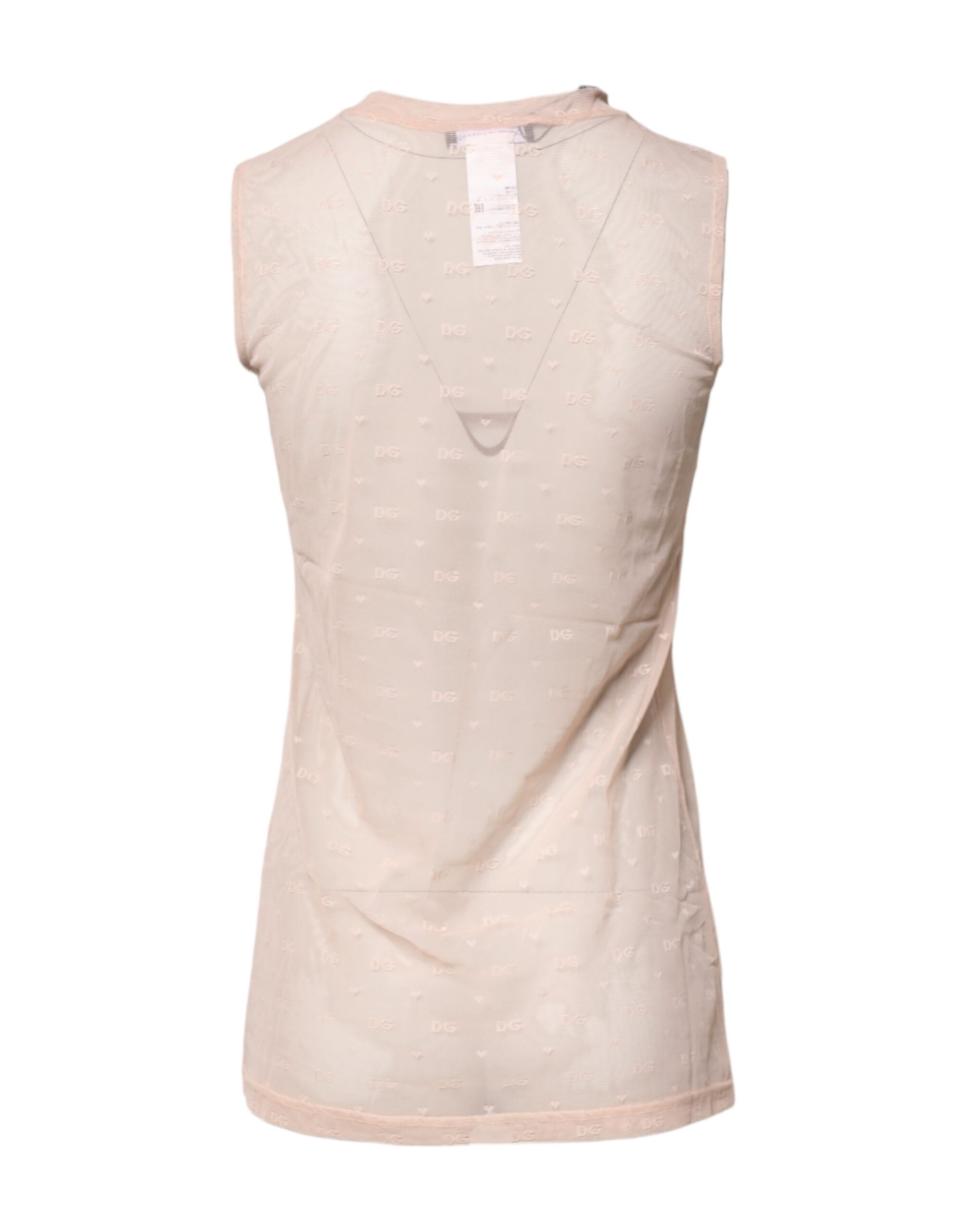 Beige Nylon Logo Monogram Sleeveless Tank Top