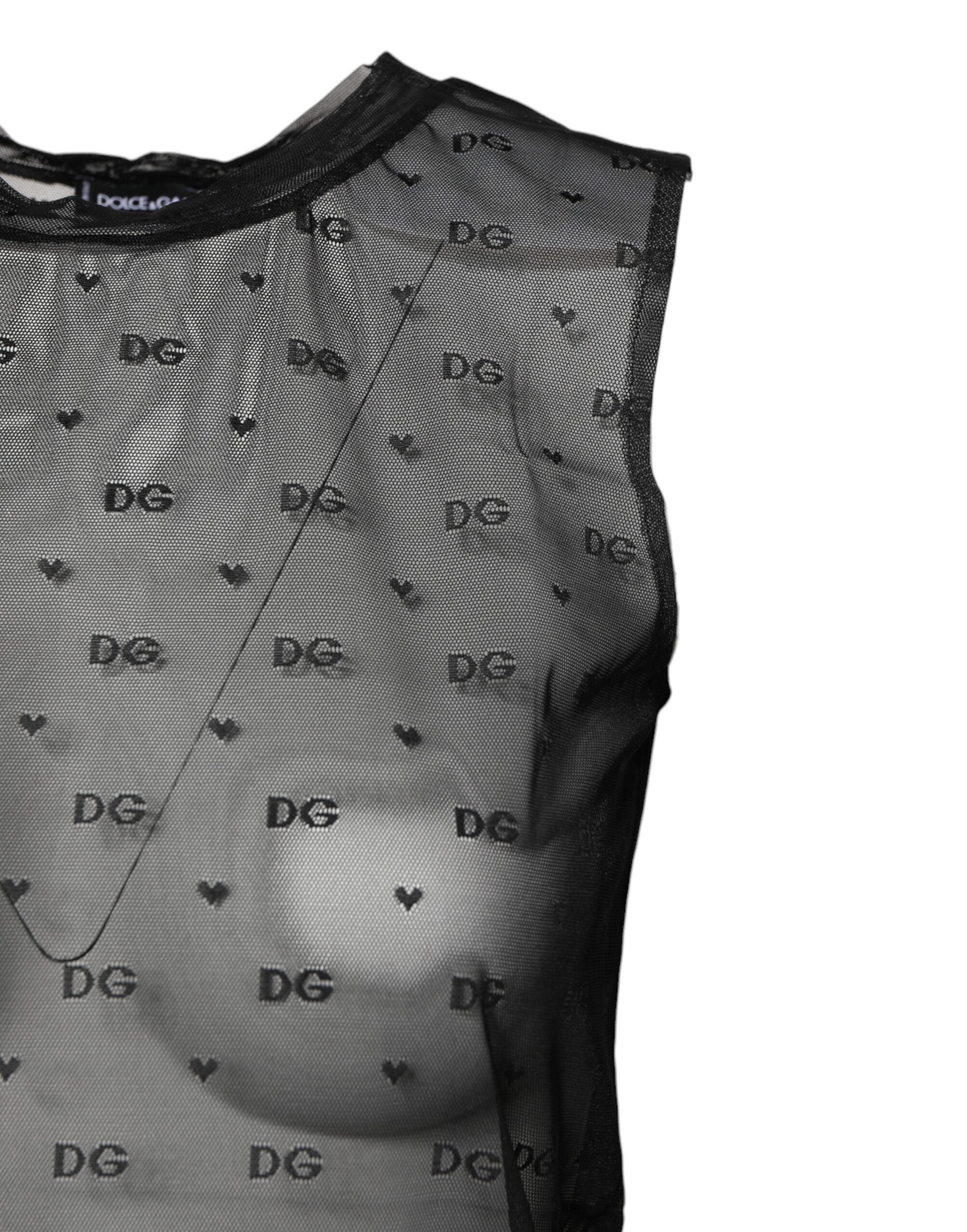 Black Nylon Logo Monogram Sleeveless Tank Top