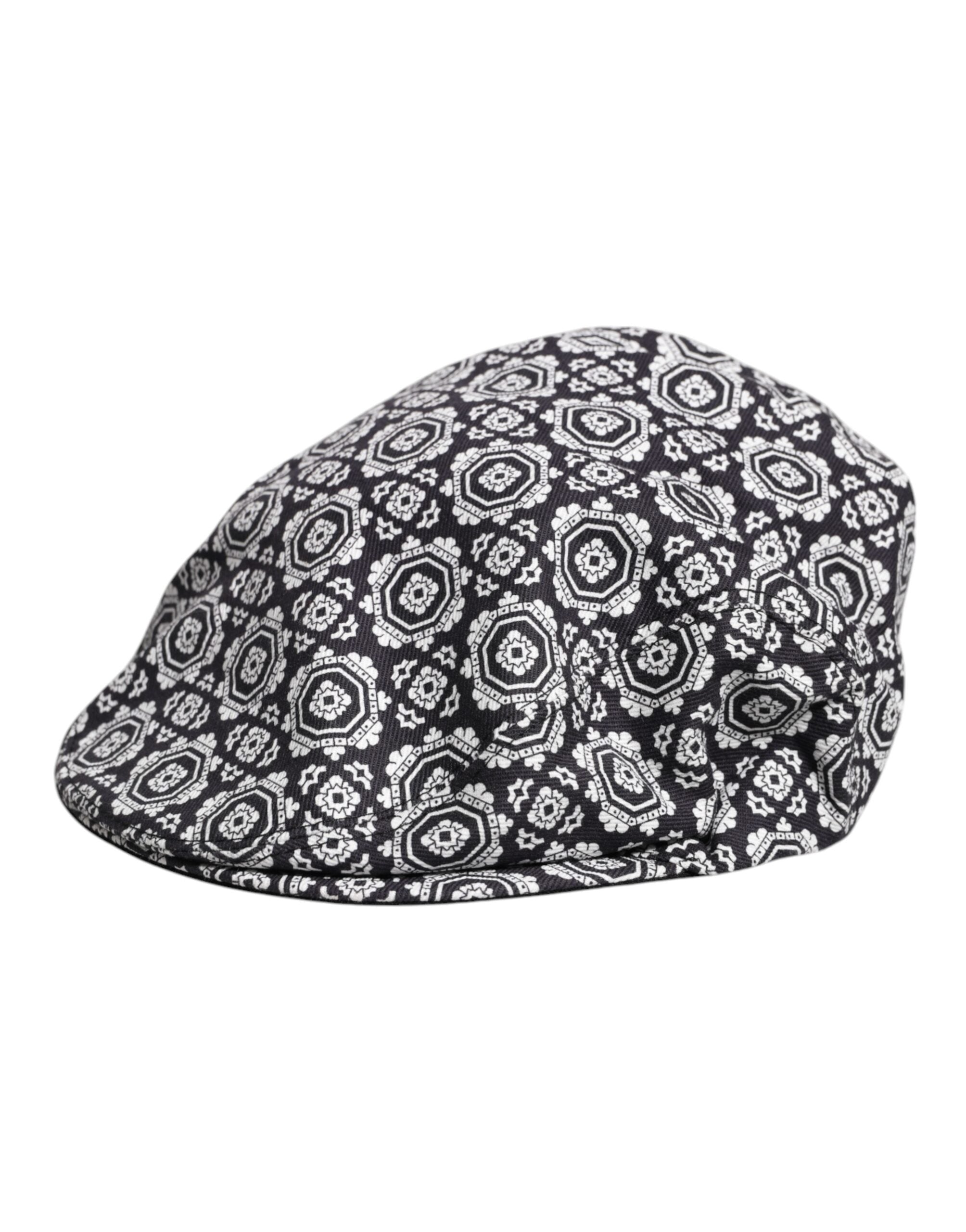 Black White Printed Newsboy Capello Cabbie Hat