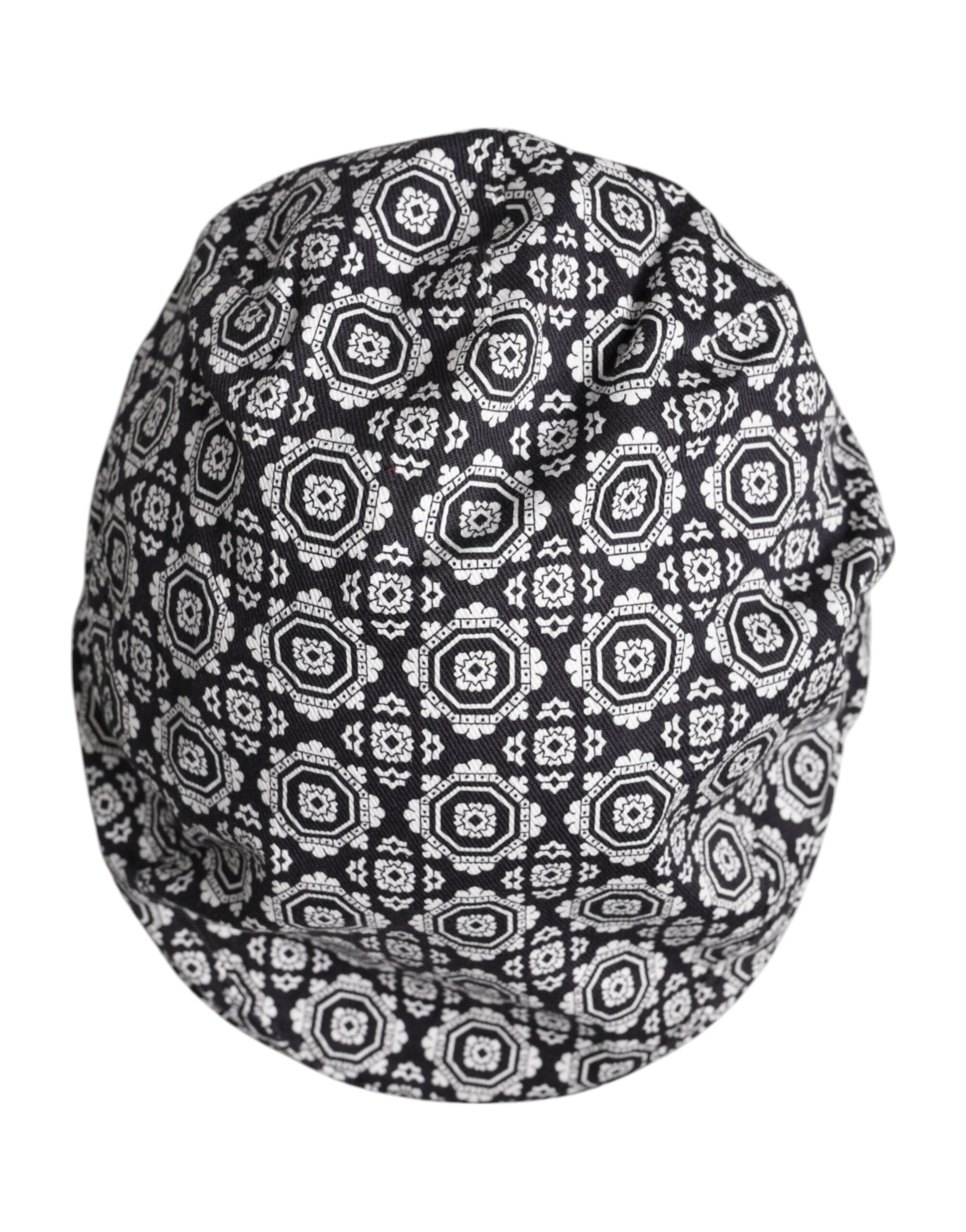 Black White Printed Newsboy Capello Cabbie Hat