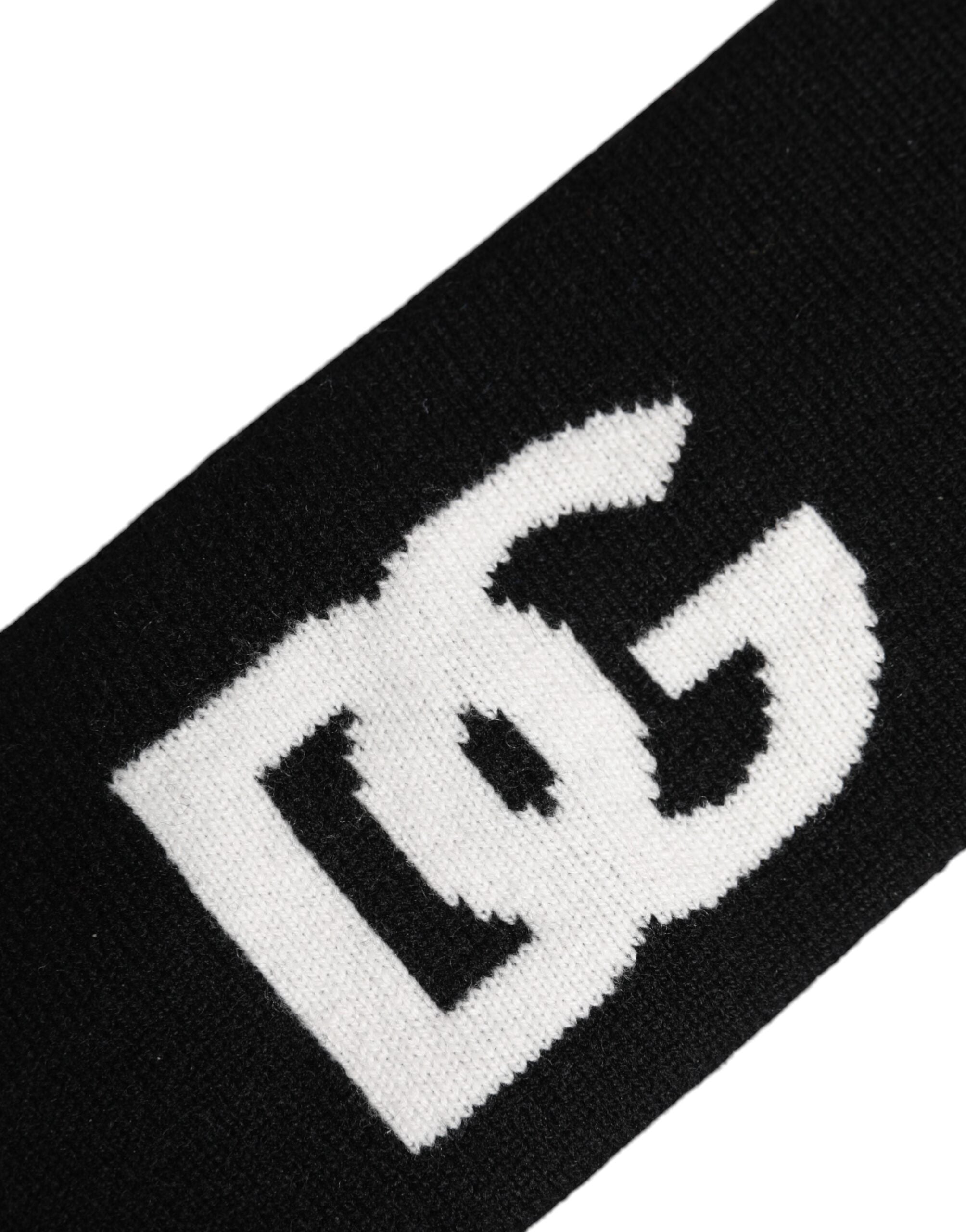 Black White DG Cashmere Knitted Headband Hat