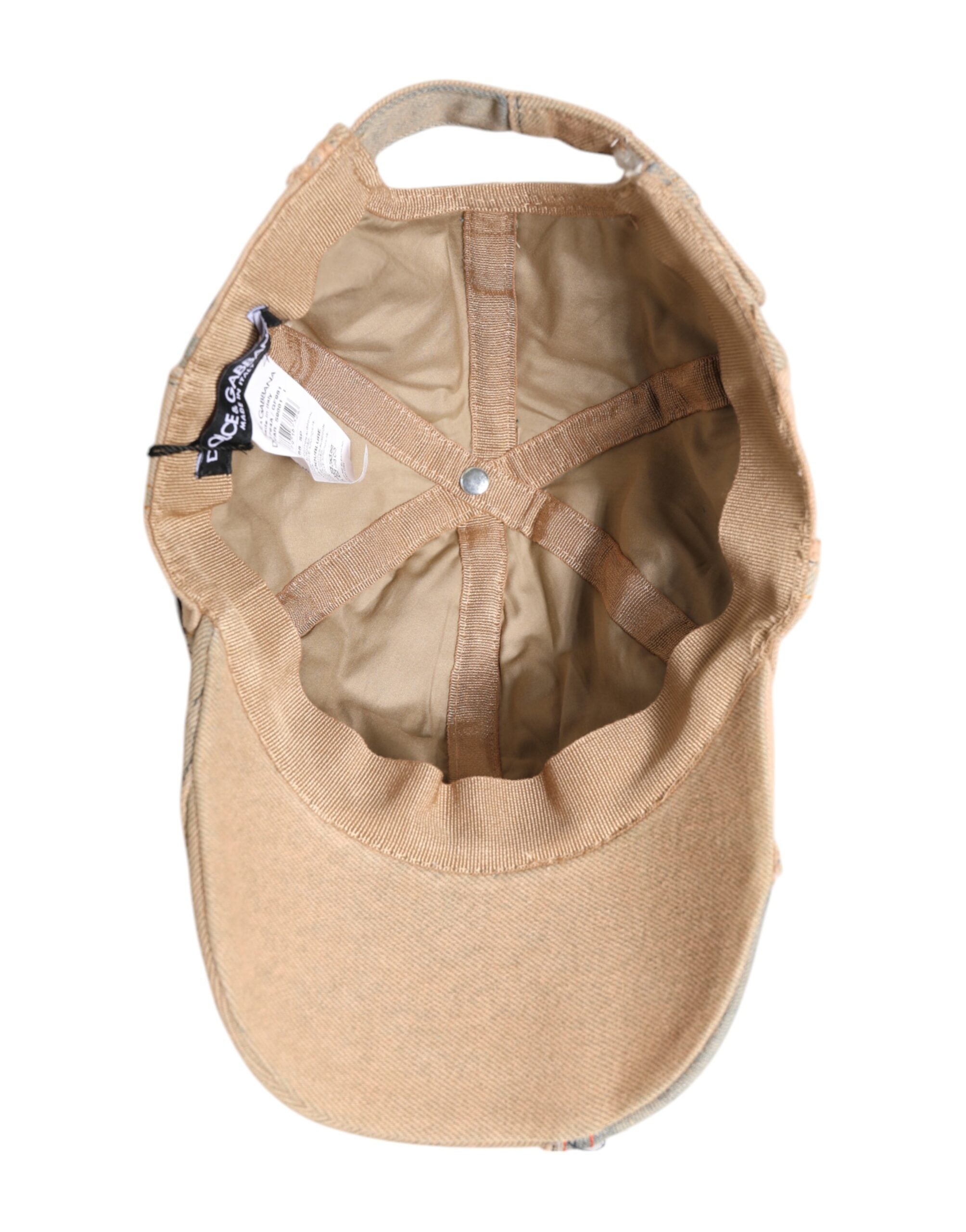 Beige Tattered Cotton 6 Panels Baseball Cap