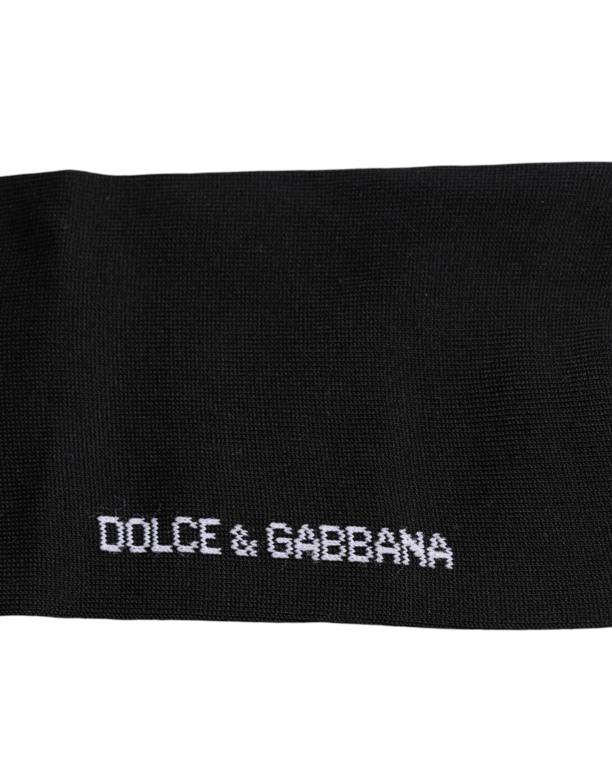 Black DG Logo Print Cotton Over Calf Socks