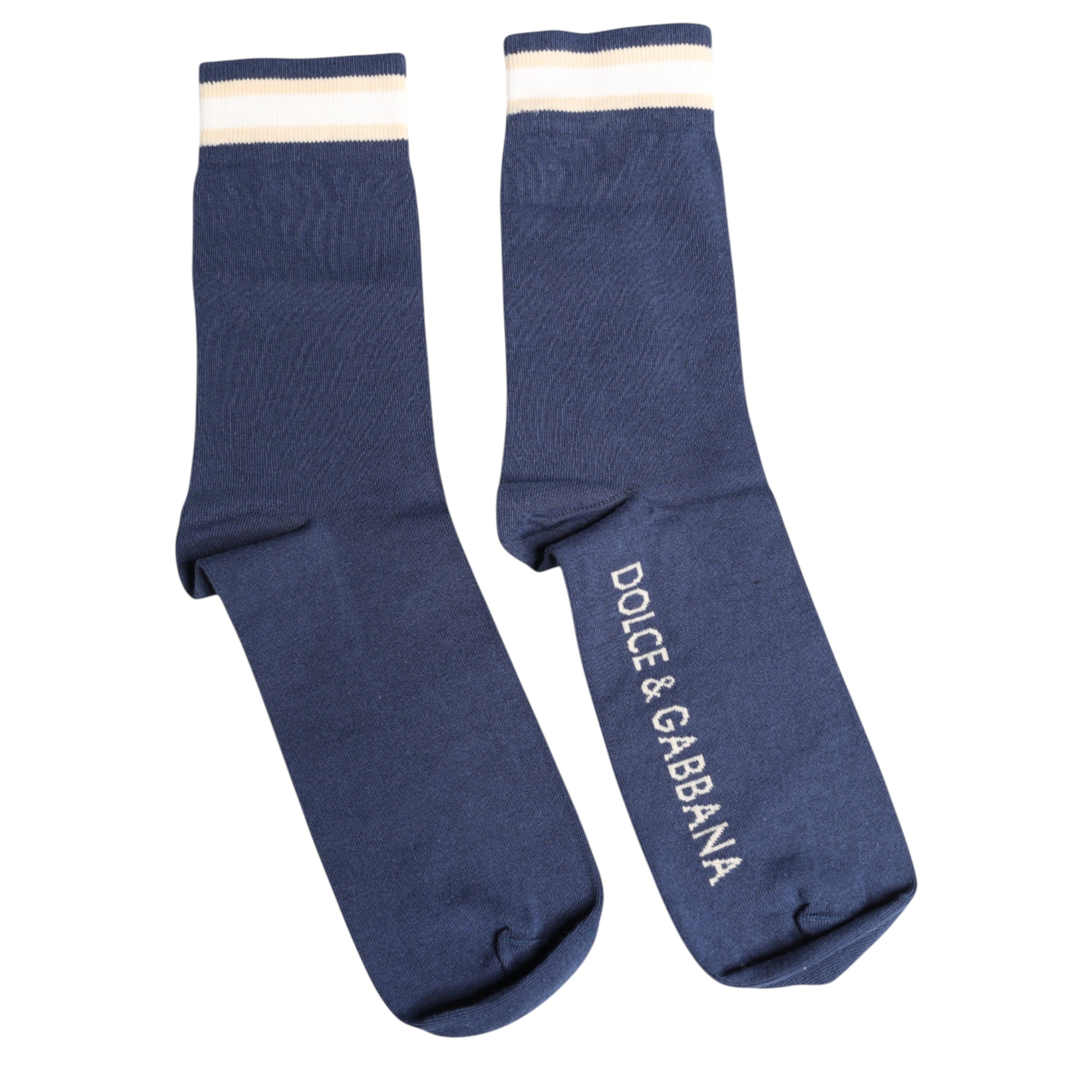 Blue Stretch DG Logo Print Mid Calf Socks