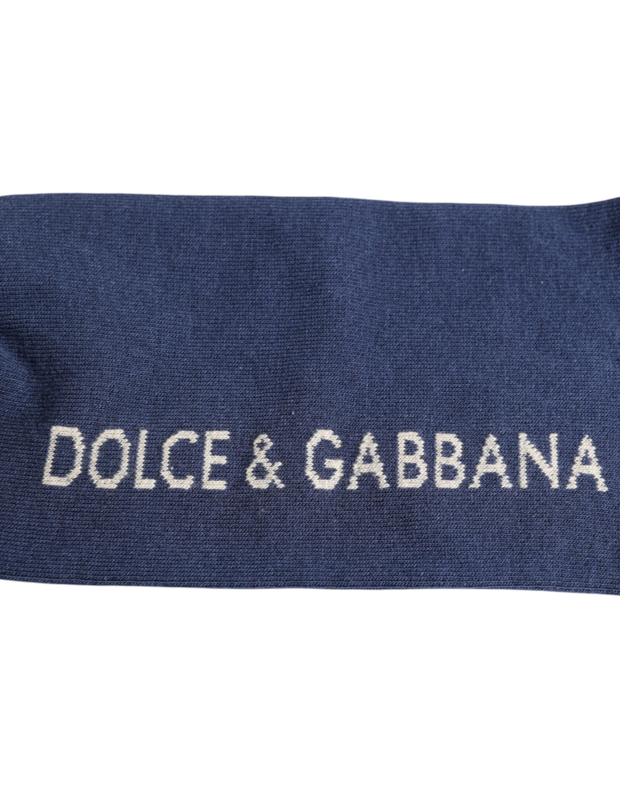 Blue Stretch DG Logo Print Mid Calf Socks