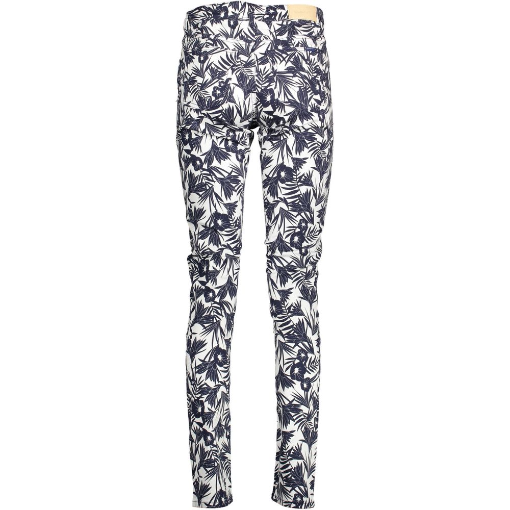 Blue Cotton Women Slim Trouser