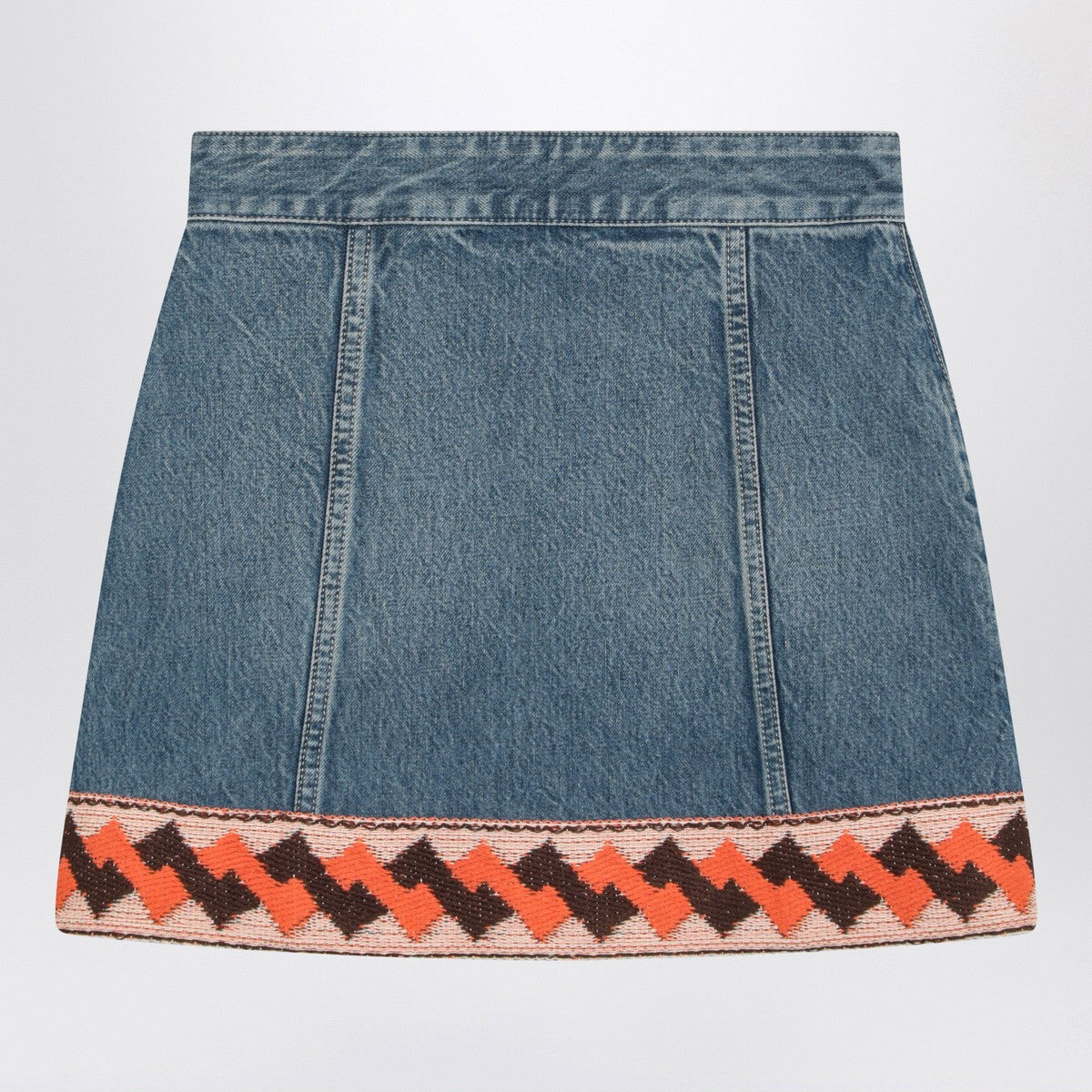 Valentino Valentino Denim mini skirt with jacquard trim
