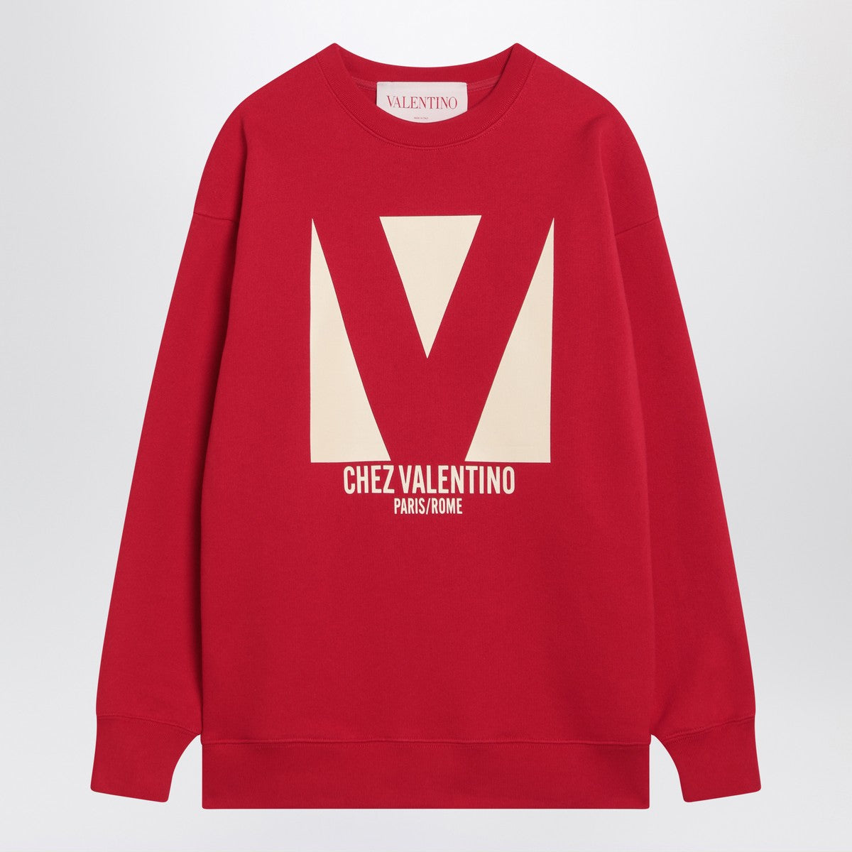 Valentino Red sweatshirt with Chez Valentino print