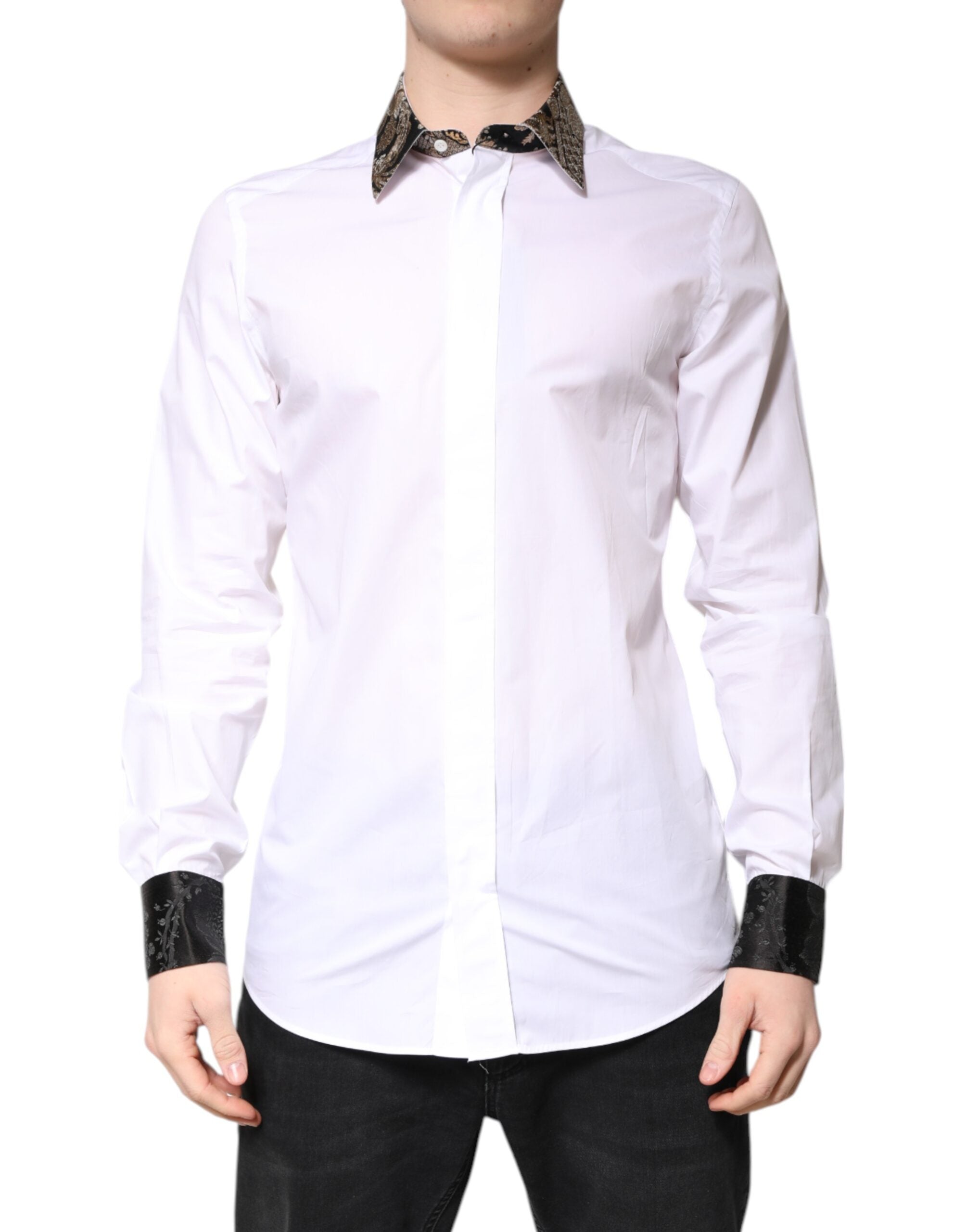 White Cotton GOLD Men Dress Formal Shirt