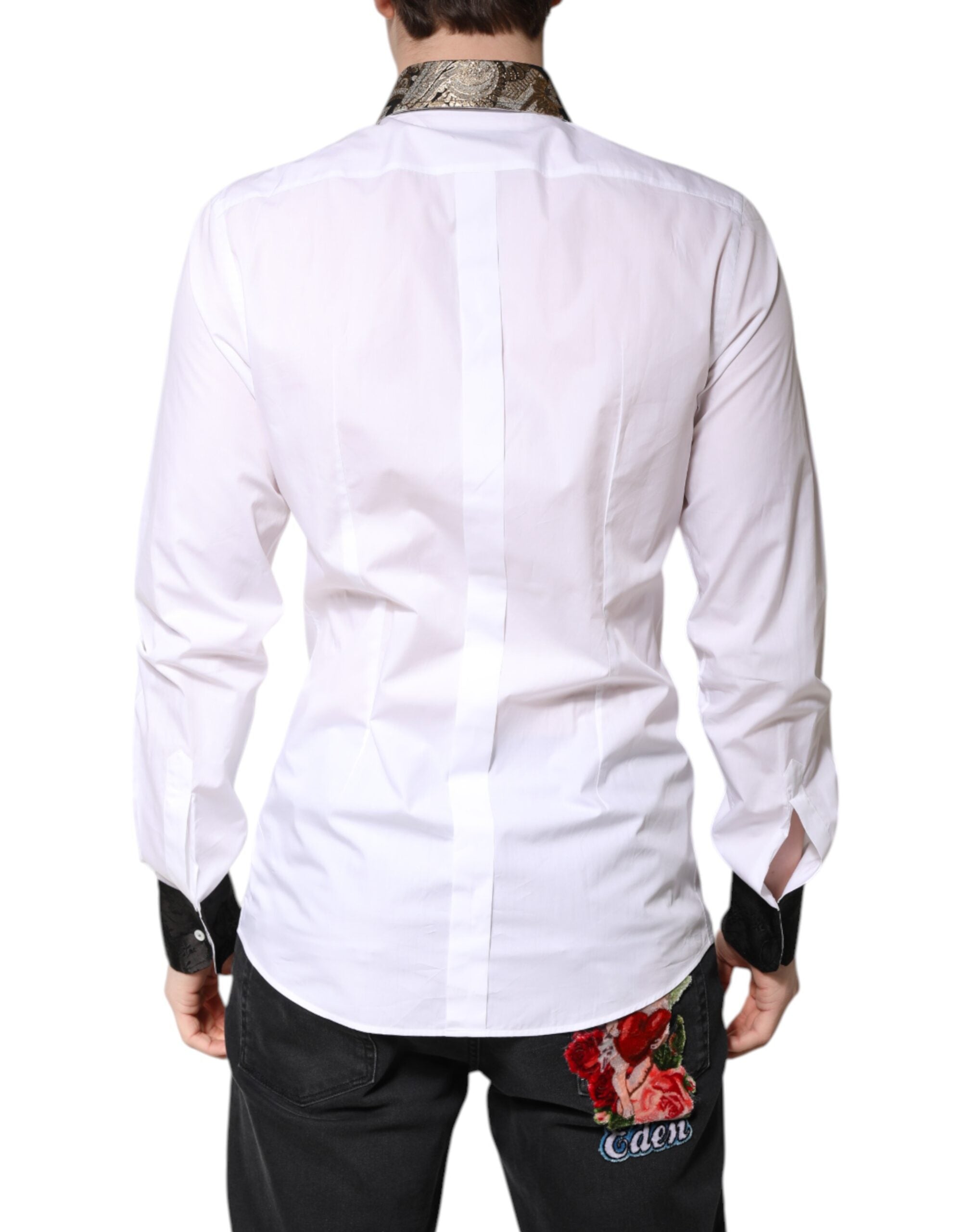 White Cotton GOLD Men Dress Formal Shirt