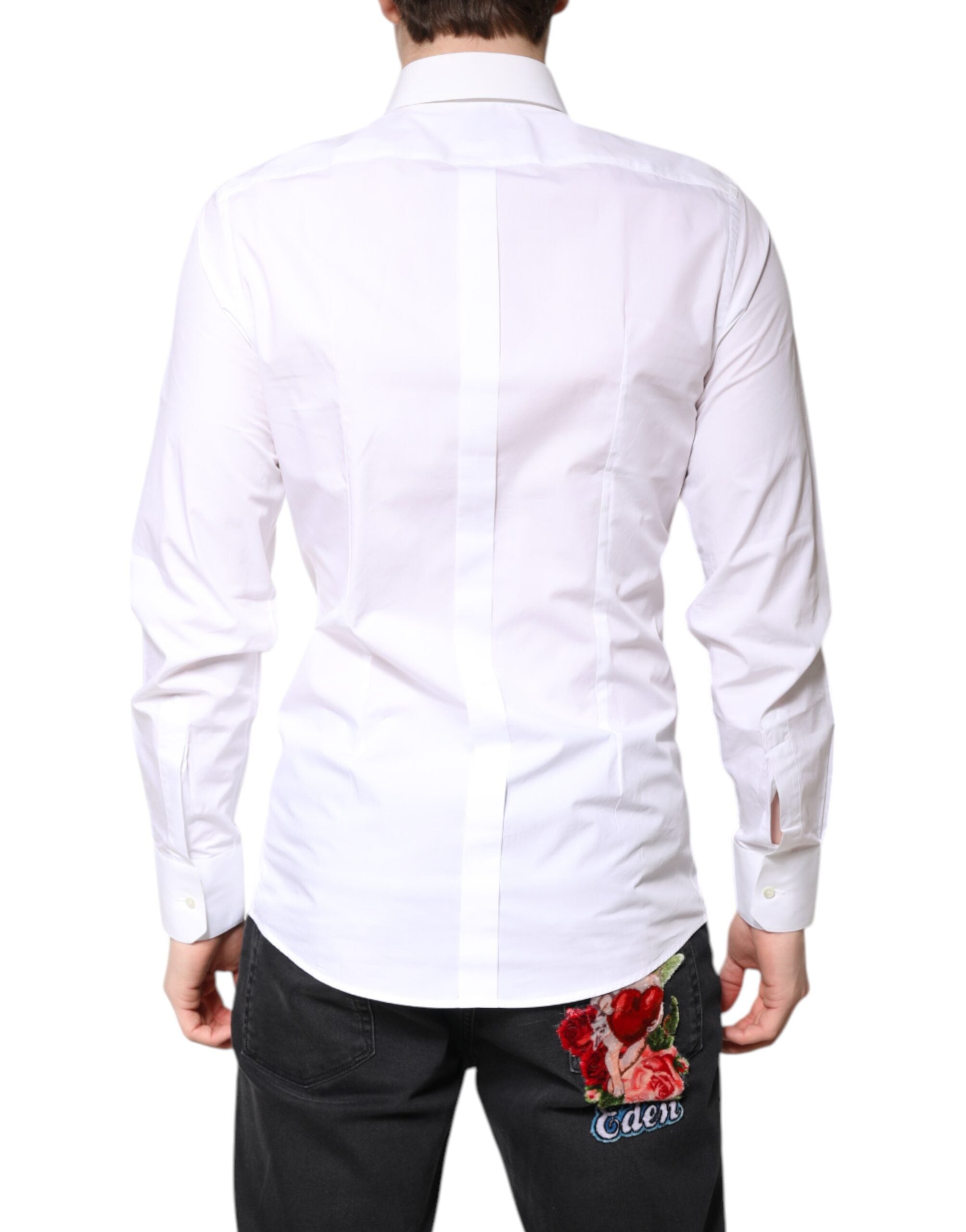 White Cotton GOLD Dress Formal Collared Shirt