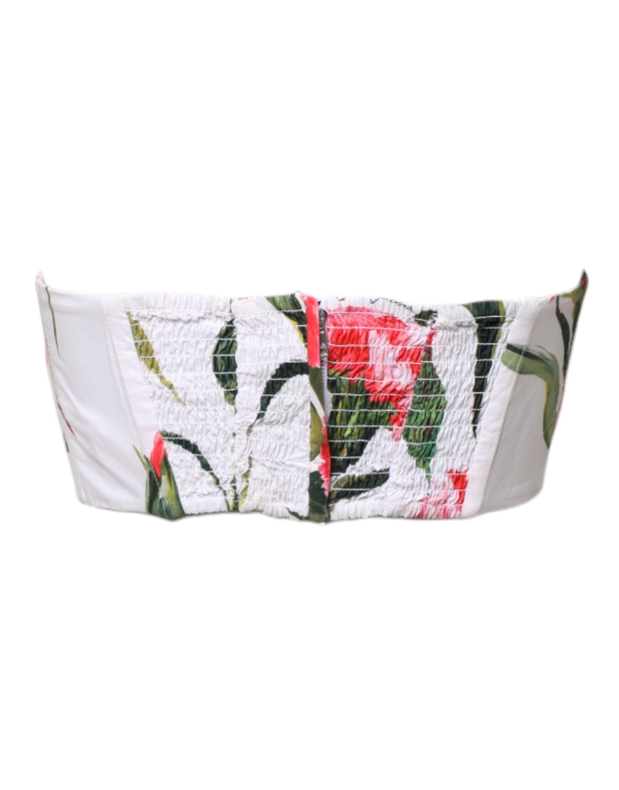 White Floral Print Cropped Bustier Corset Top