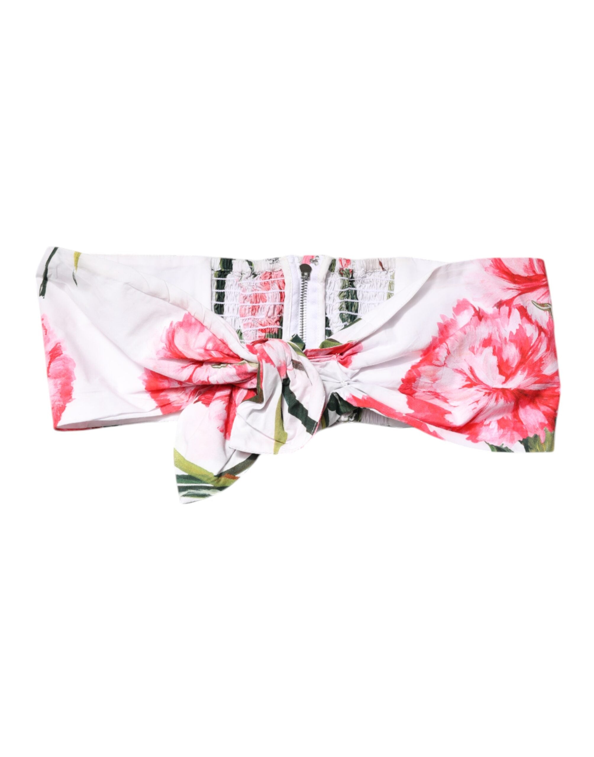White Floral Print Cropped Bustier Corset Top