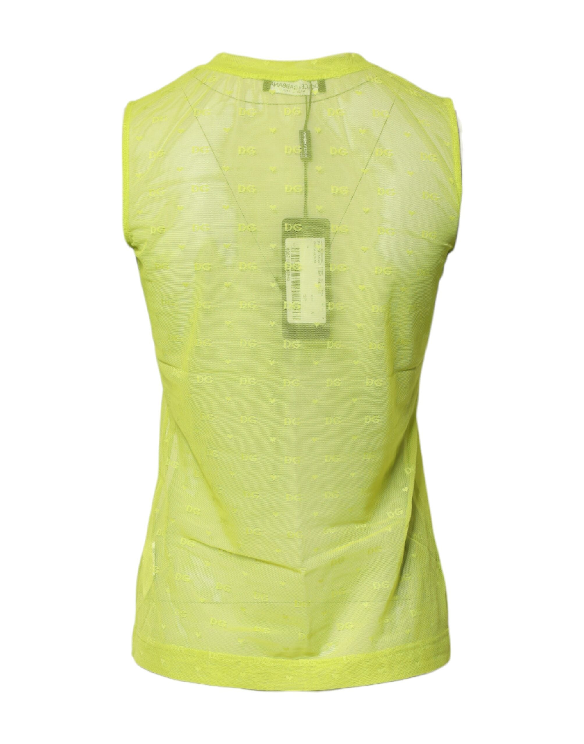 Green Nylon See Through Women Sleeveless Tank Top