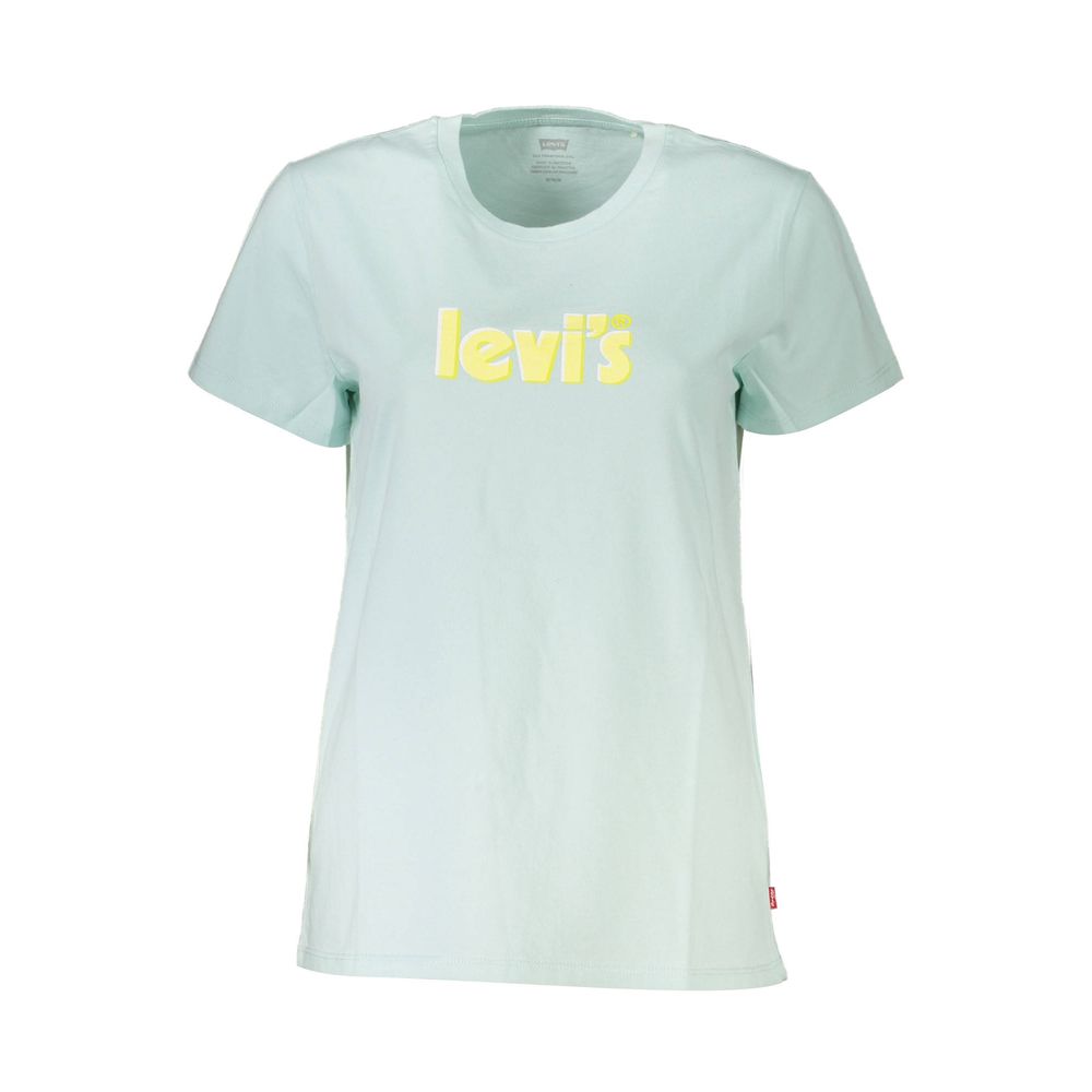 Light Blue Cotton Women T-Shirt