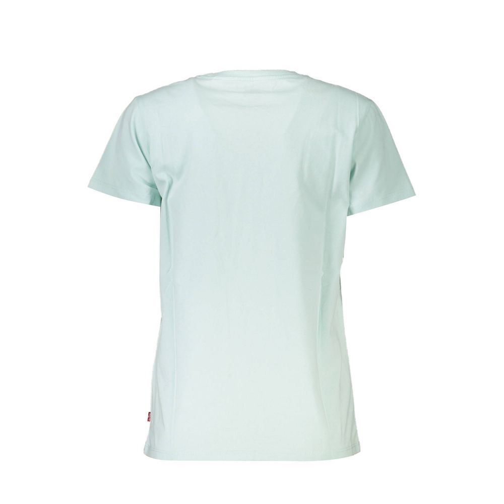 Light Blue Cotton Women T-Shirt