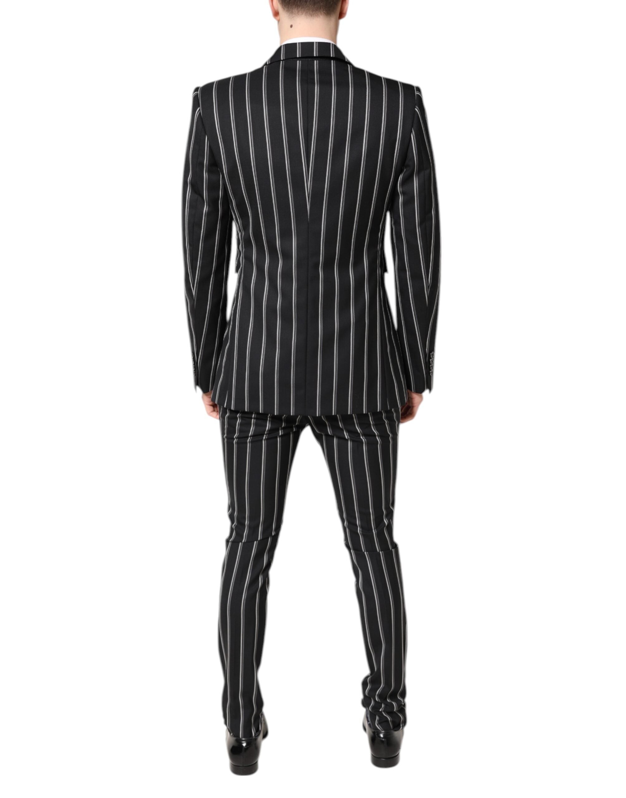 Dolce & Gabbana Black Striped SICILIA Formal 2 Piece Suit