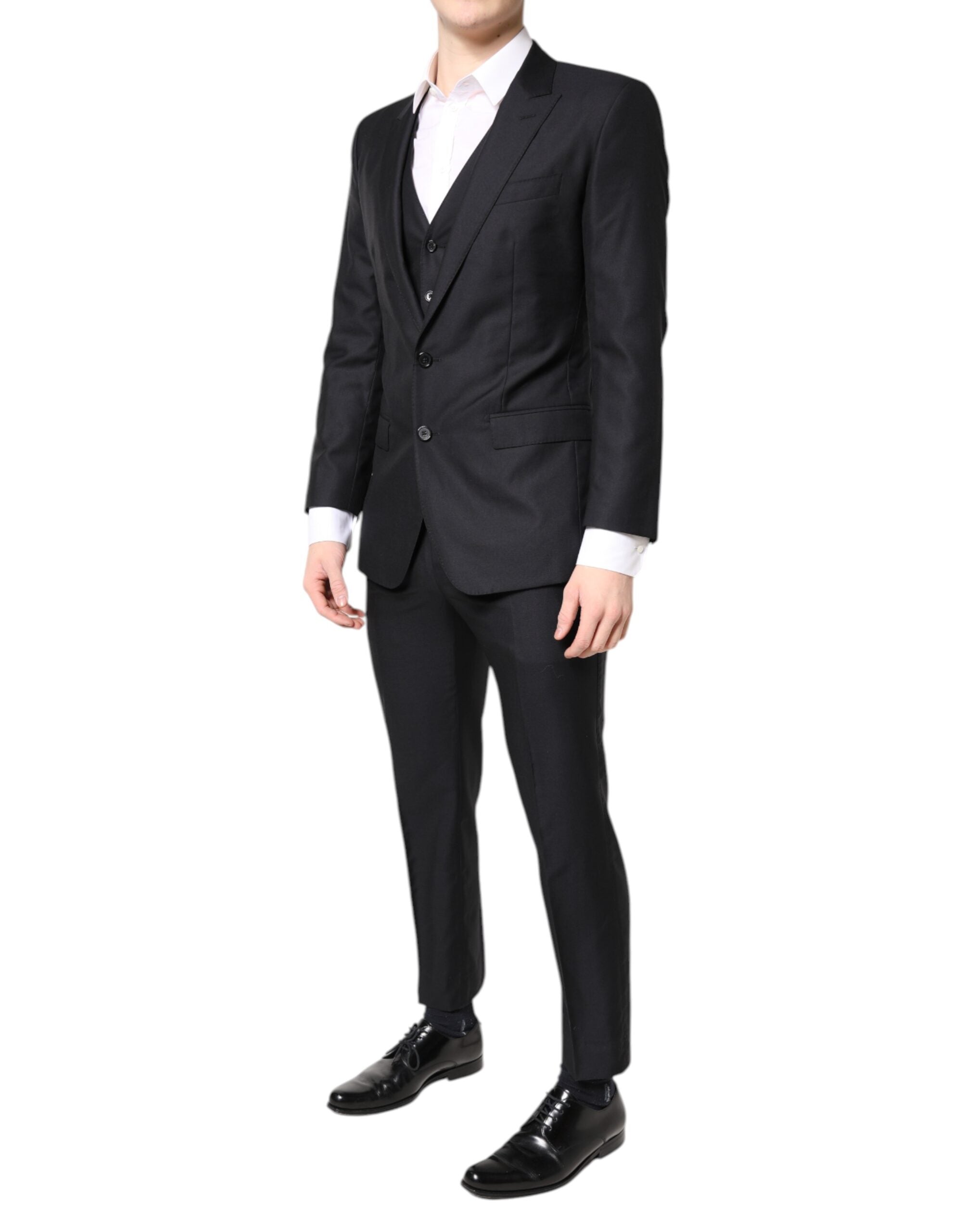 Black MARTINI Wool Formal 3 Piece Suit