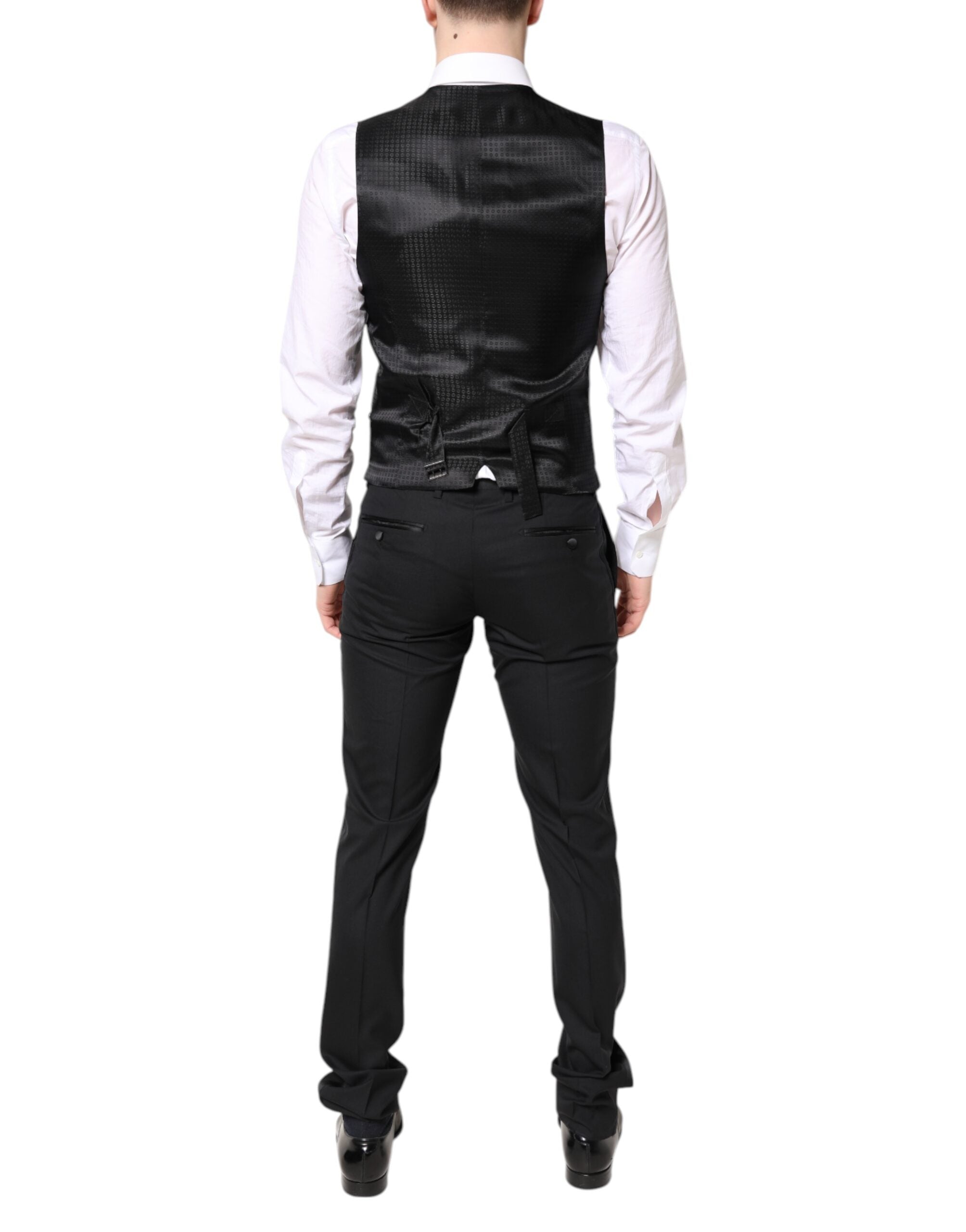 Black Wool Single Breasted 3 Piece Suit