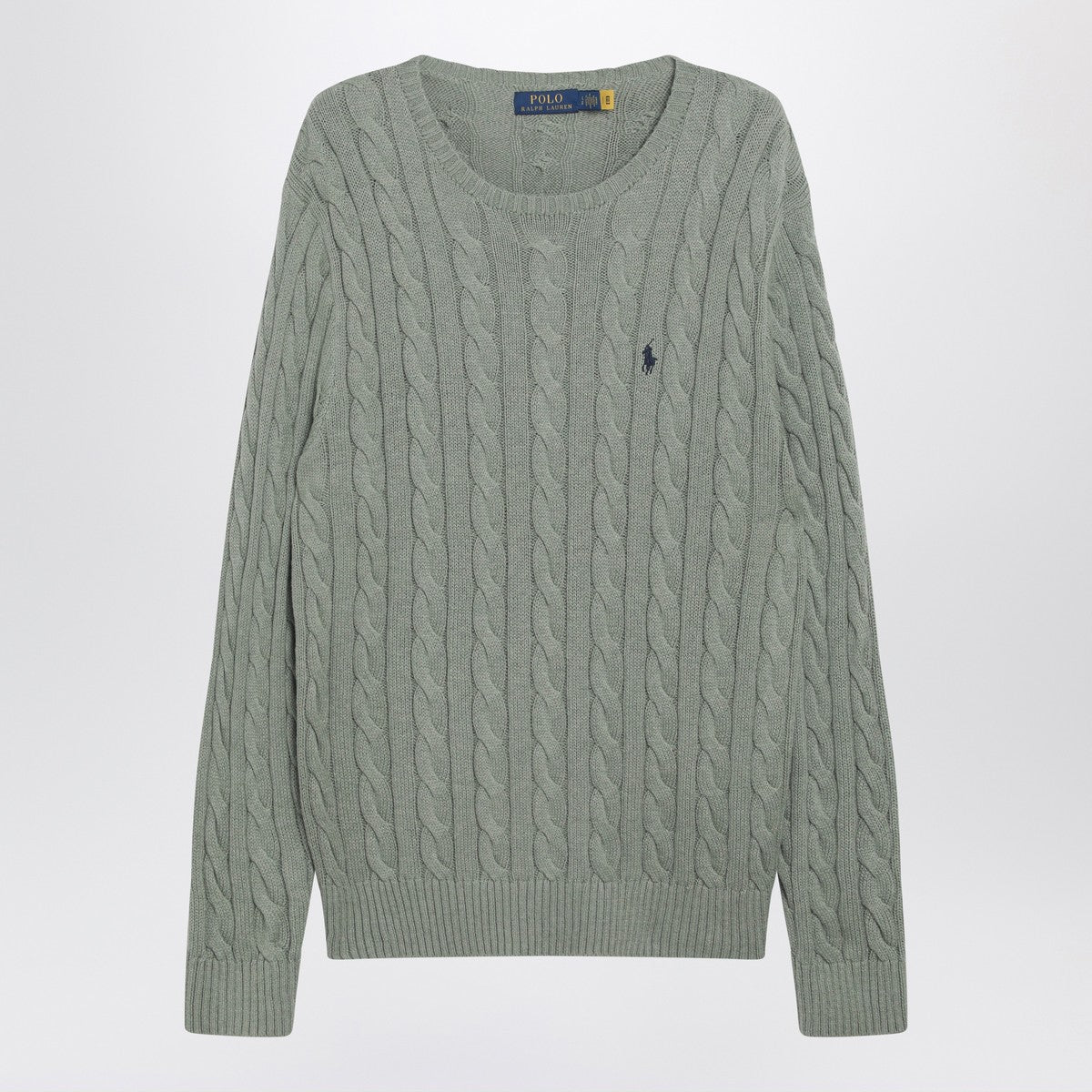 Polo Ralph Lauren Grey-green cotton cable-knit sweater