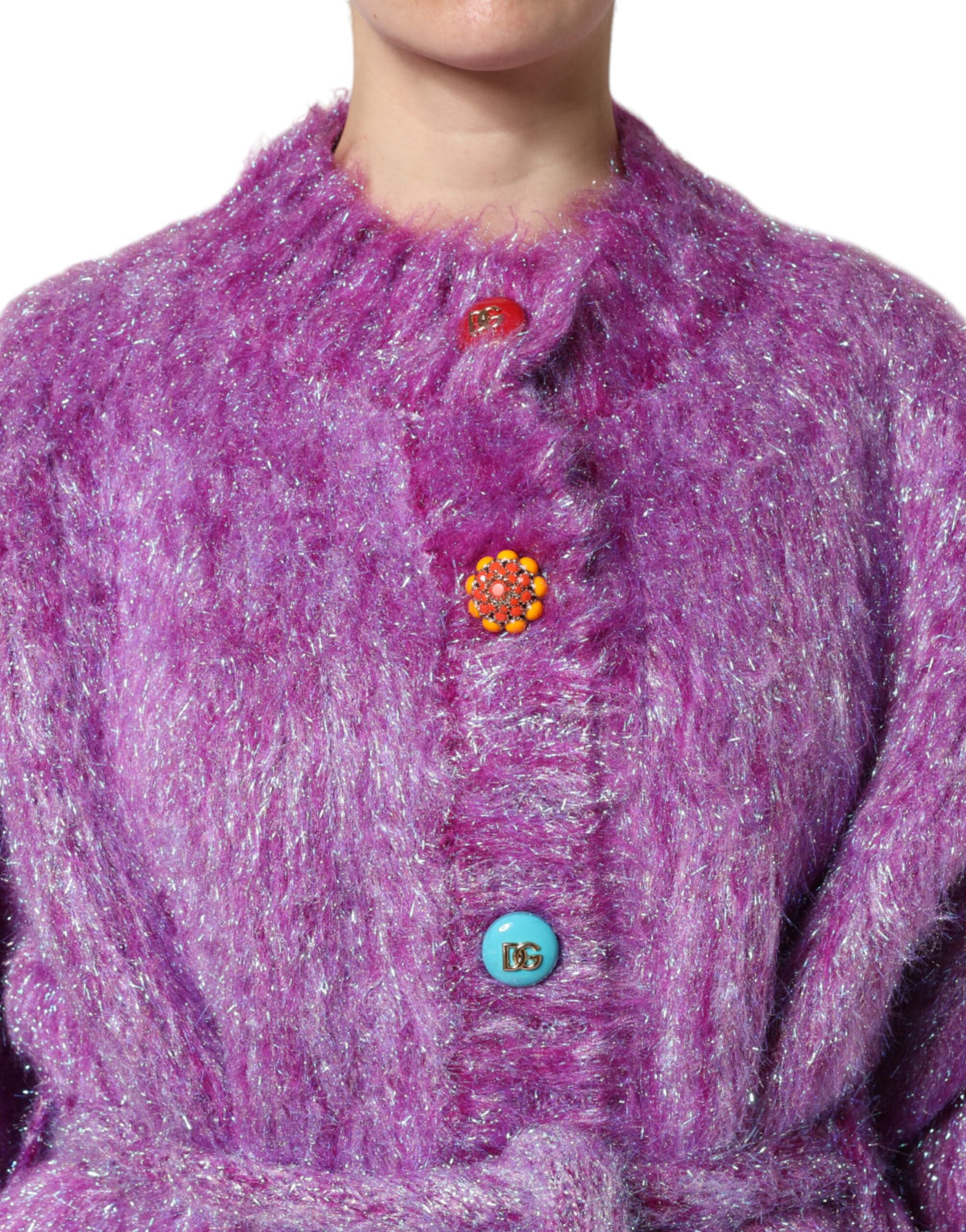 Dolce & Gabbana Purple Button Embellished Trench Coat Jacket