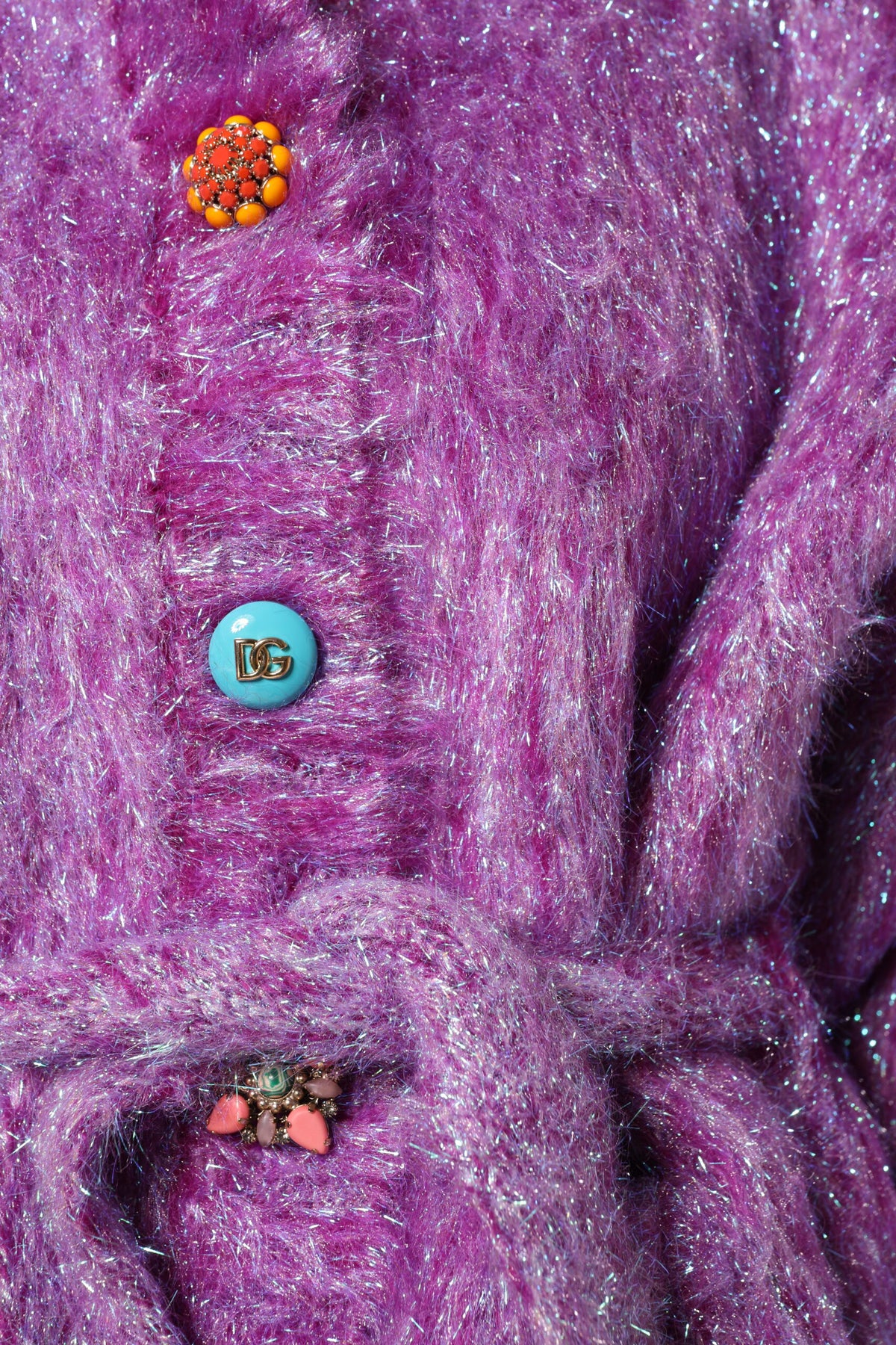 Dolce & Gabbana Purple Button Embellished Trench Coat Jacket