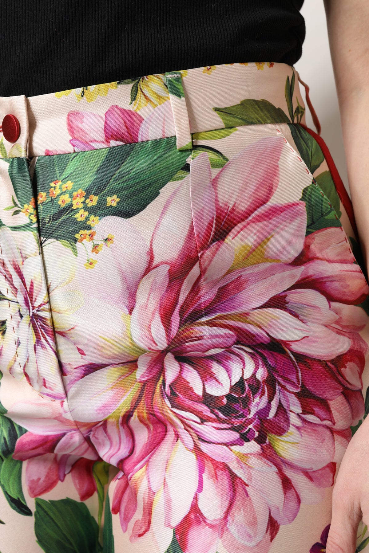 Dolce & Gabbana Multicolor Floral High Waist Straight Pants