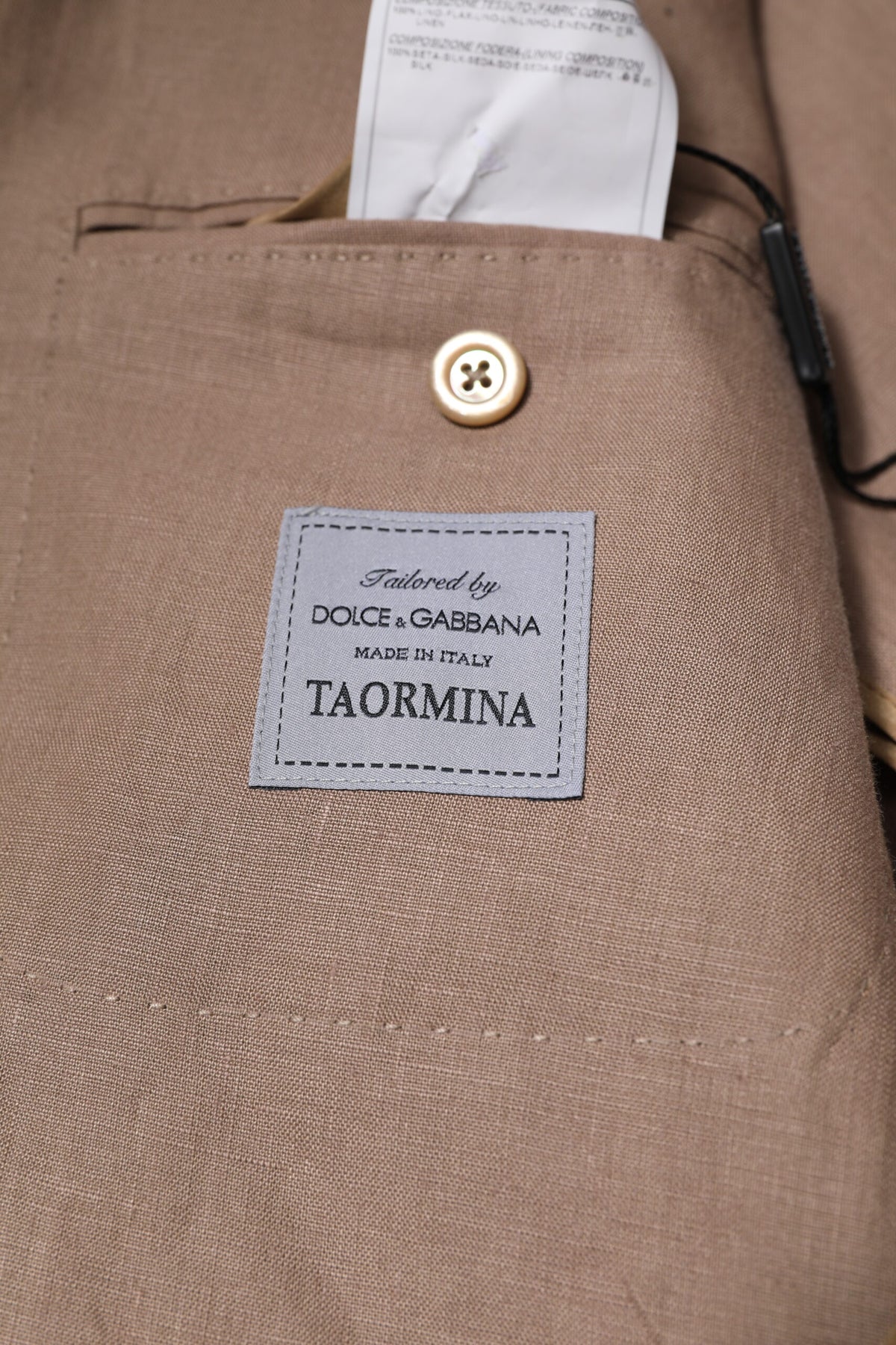 Dolce & Gabbana Beige TAORMINA Single Breasted Coat Blazer