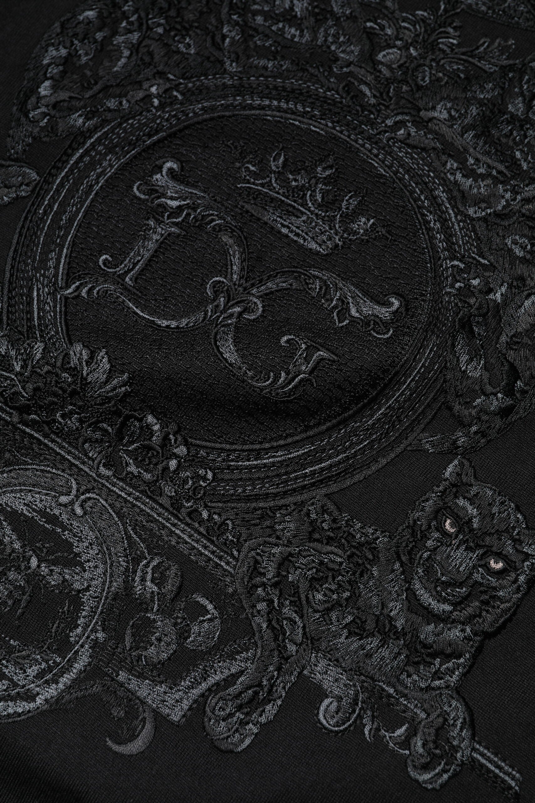 Black DG Crown Embroidery Pullover Sweater