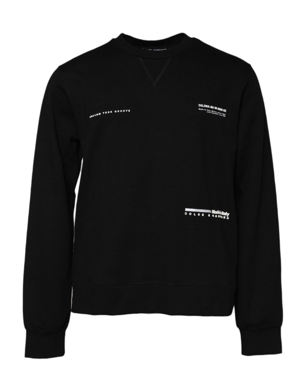 Dolce & Gabbana Black Cotton Logo Knitted Pullover Sweater