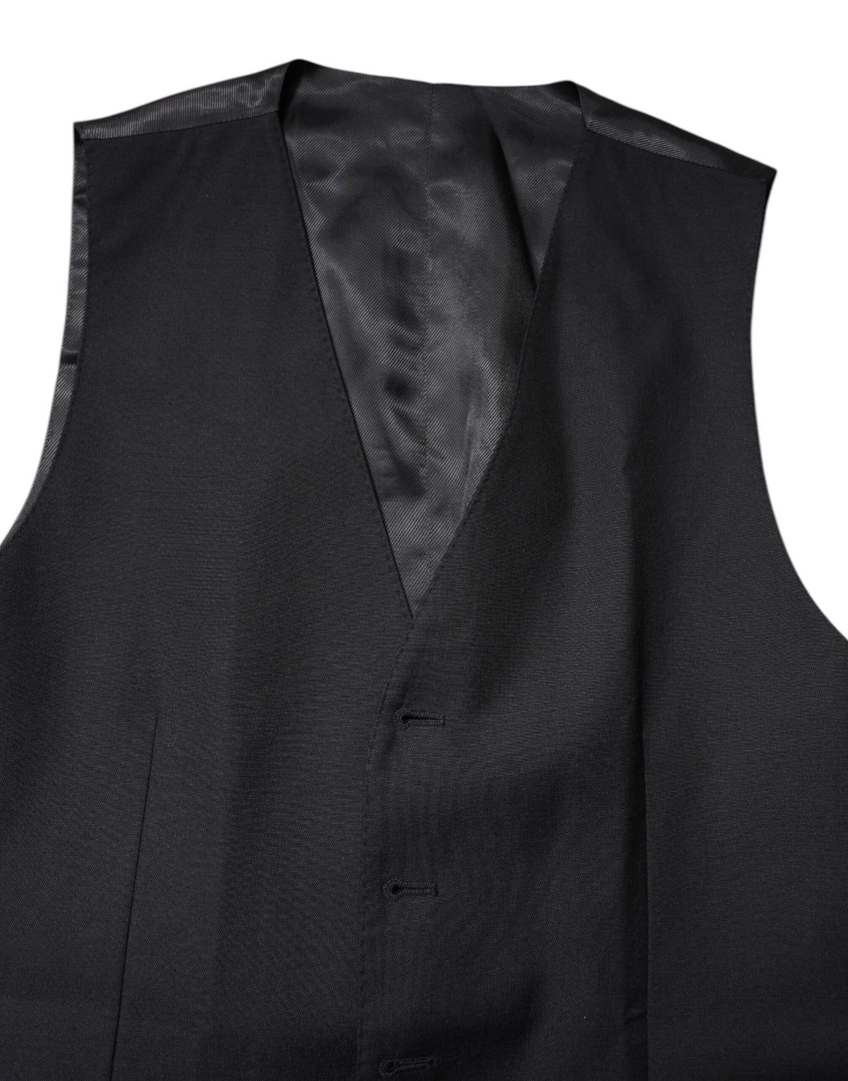 Dolce & Gabbana Black Wool Waistcoat Dress Formal Vest